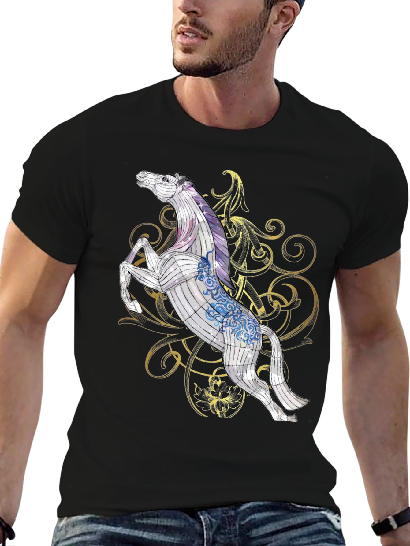 Horse Graphic Tee - Stylish Black T-Shirt