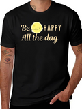 Be Happy Moon Graphic T-Shirt - Black