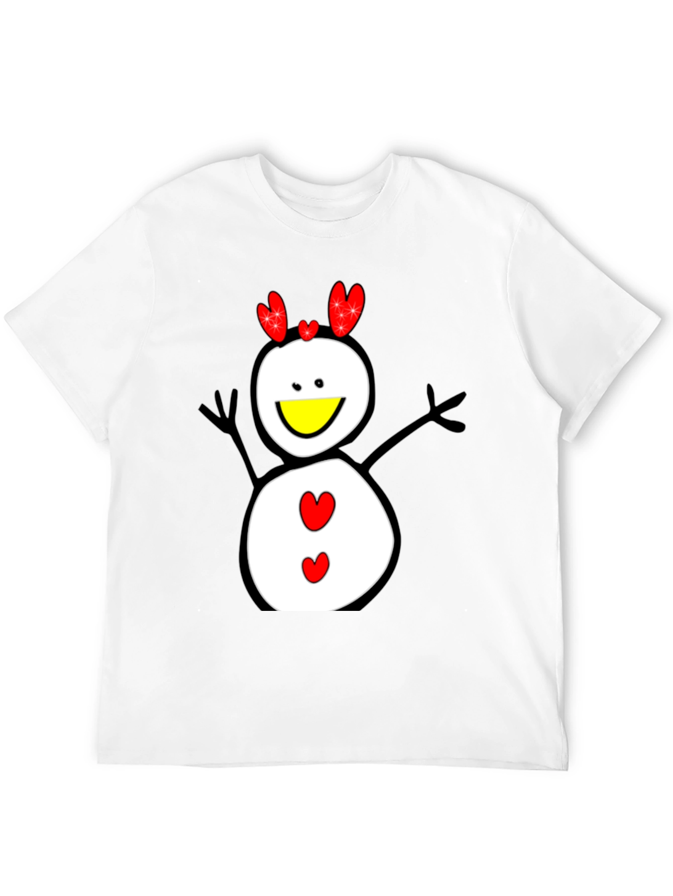 Snowman Graphic Tee - Black Cotton Shirt