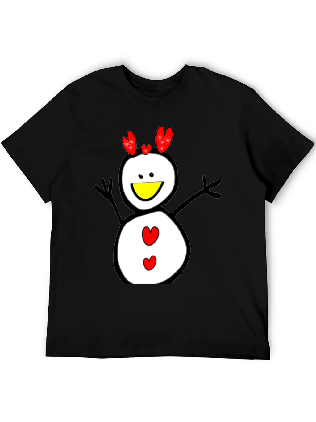 Snowman Graphic Tee - Black Cotton Shirt