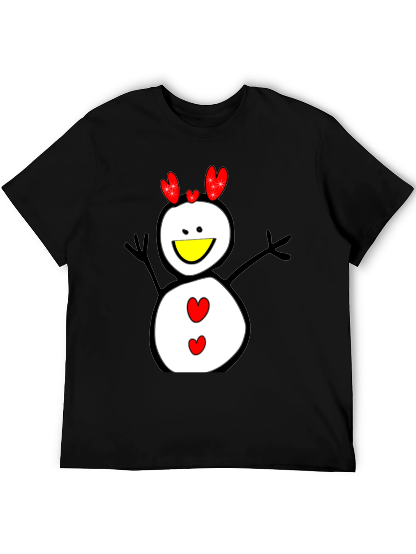 Snowman Graphic Tee - Black Cotton Shirt