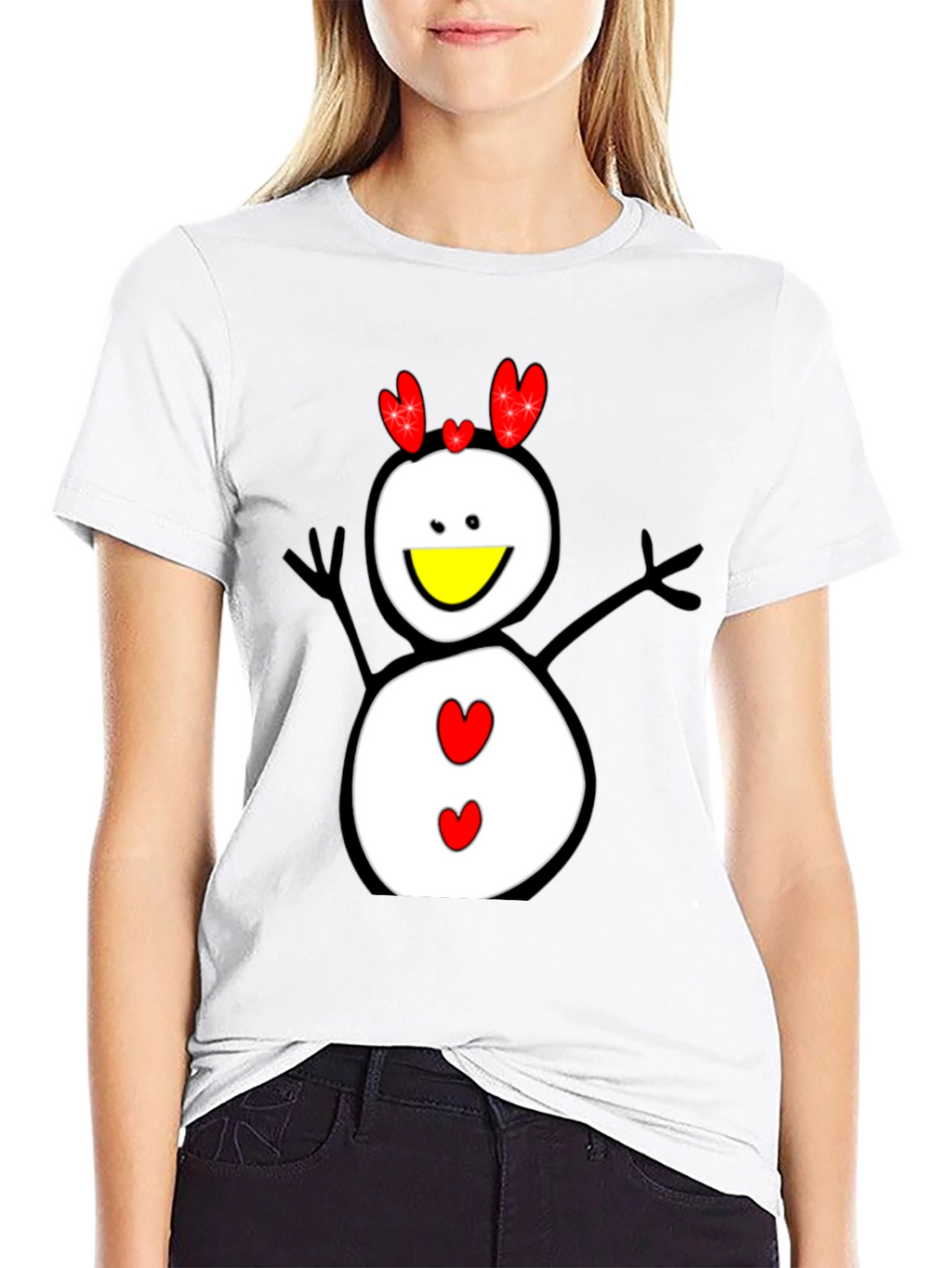 Snowman Graphic Tee - Black Cotton Shirt