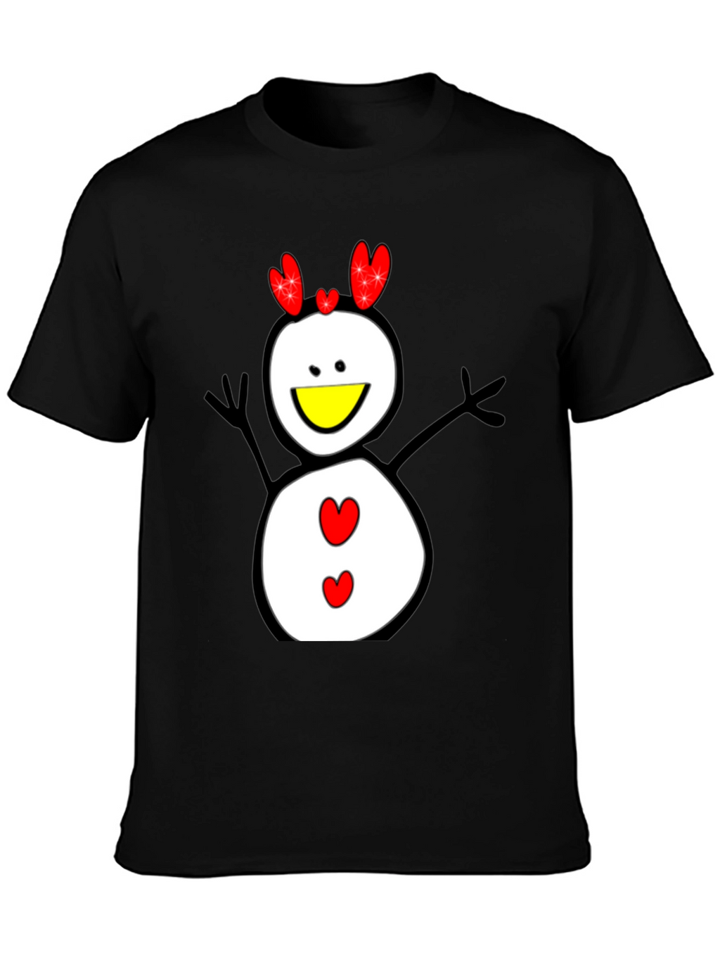 Snowman Graphic Tee - Black Cotton Shirt