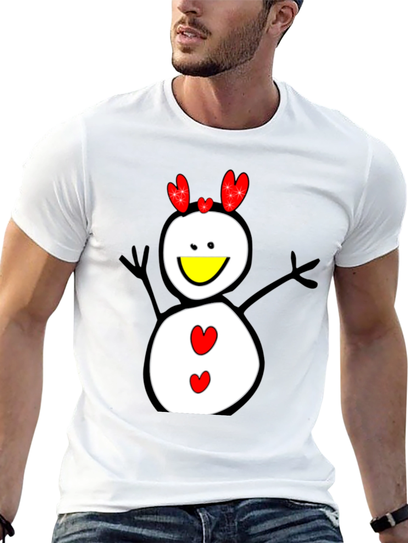 Snowman Graphic Tee - Black Cotton Shirt