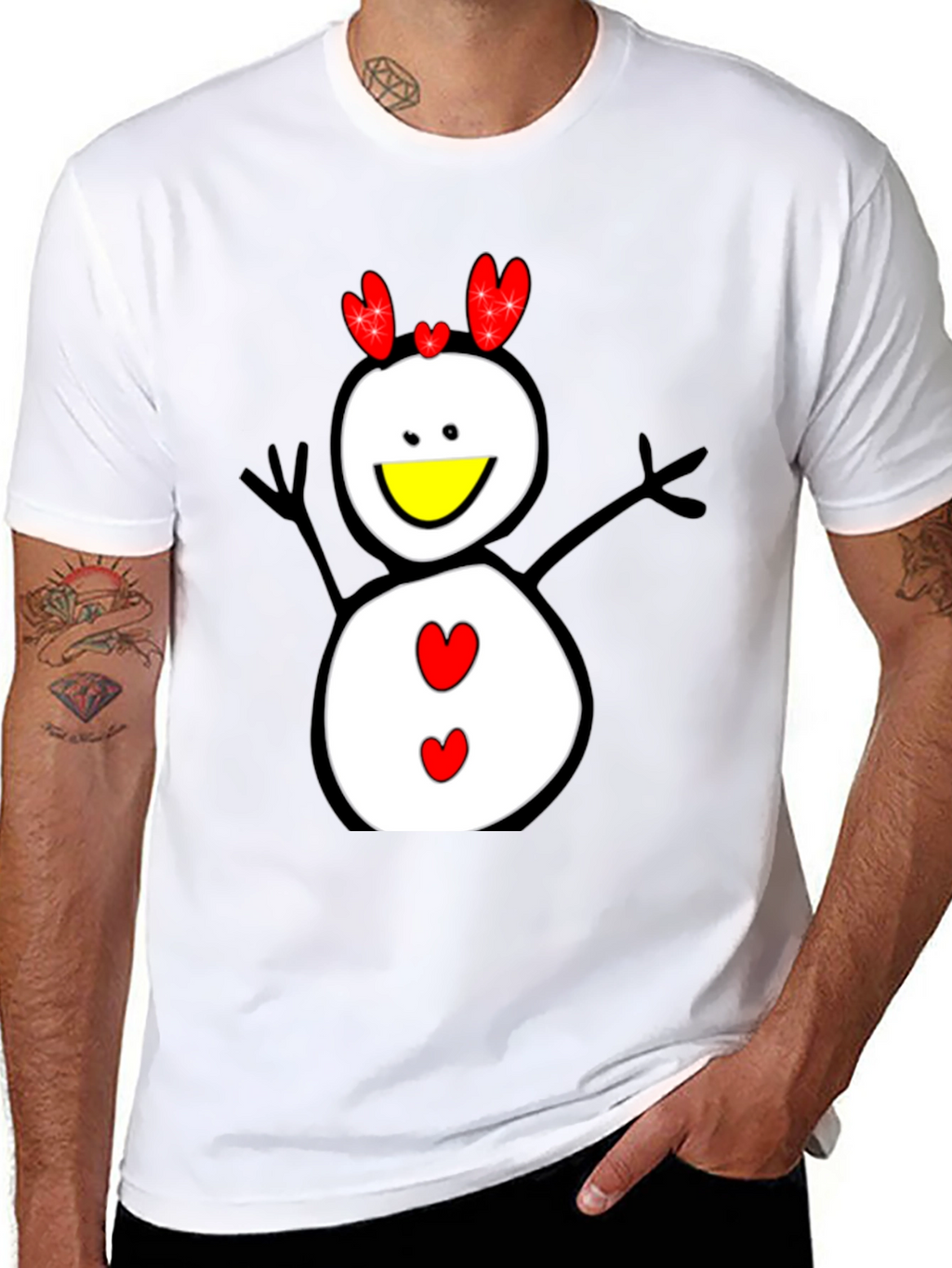 Snowman Graphic Tee - Black Cotton Shirt