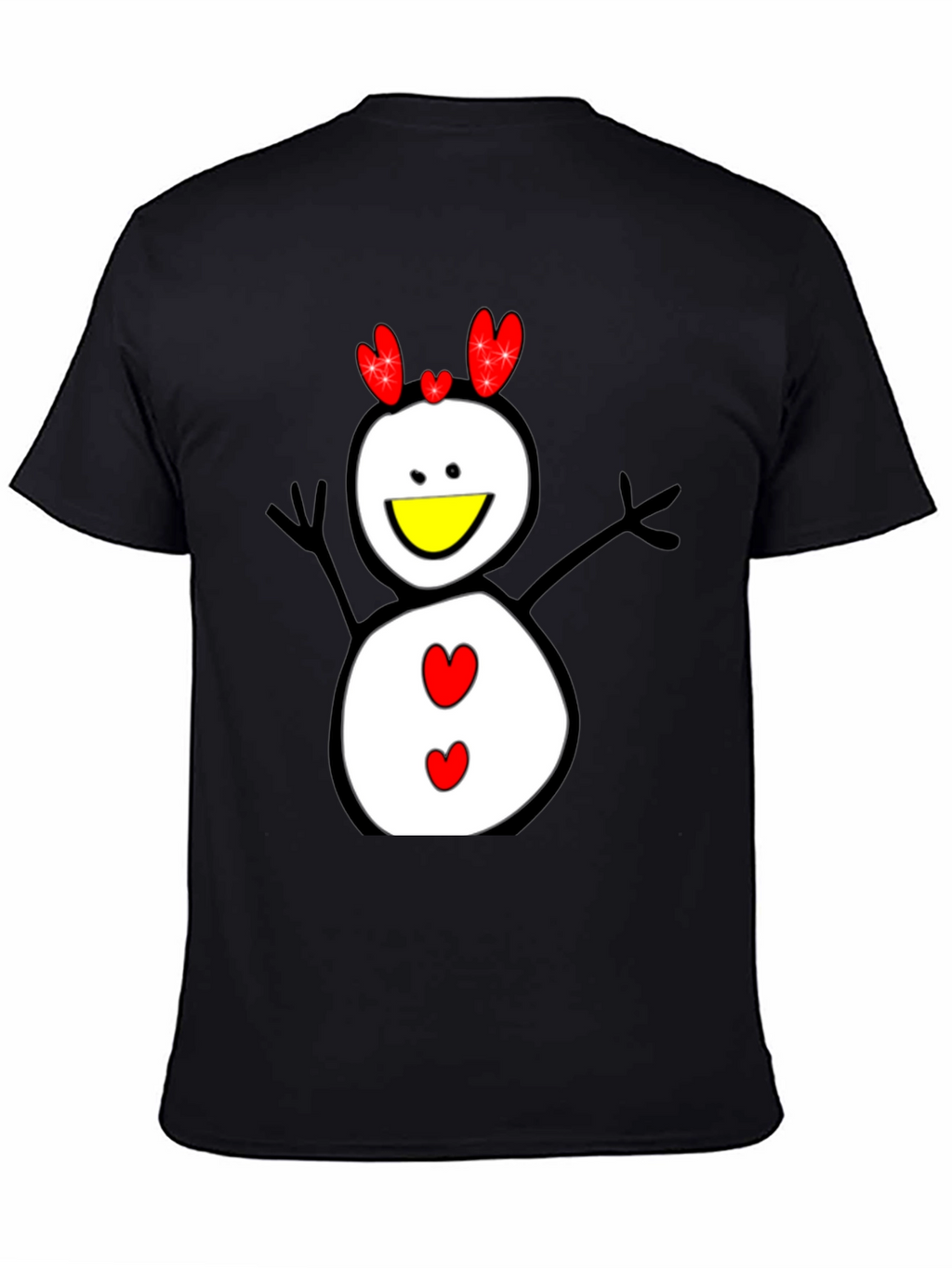Snowman Graphic Tee - Black Cotton Shirt