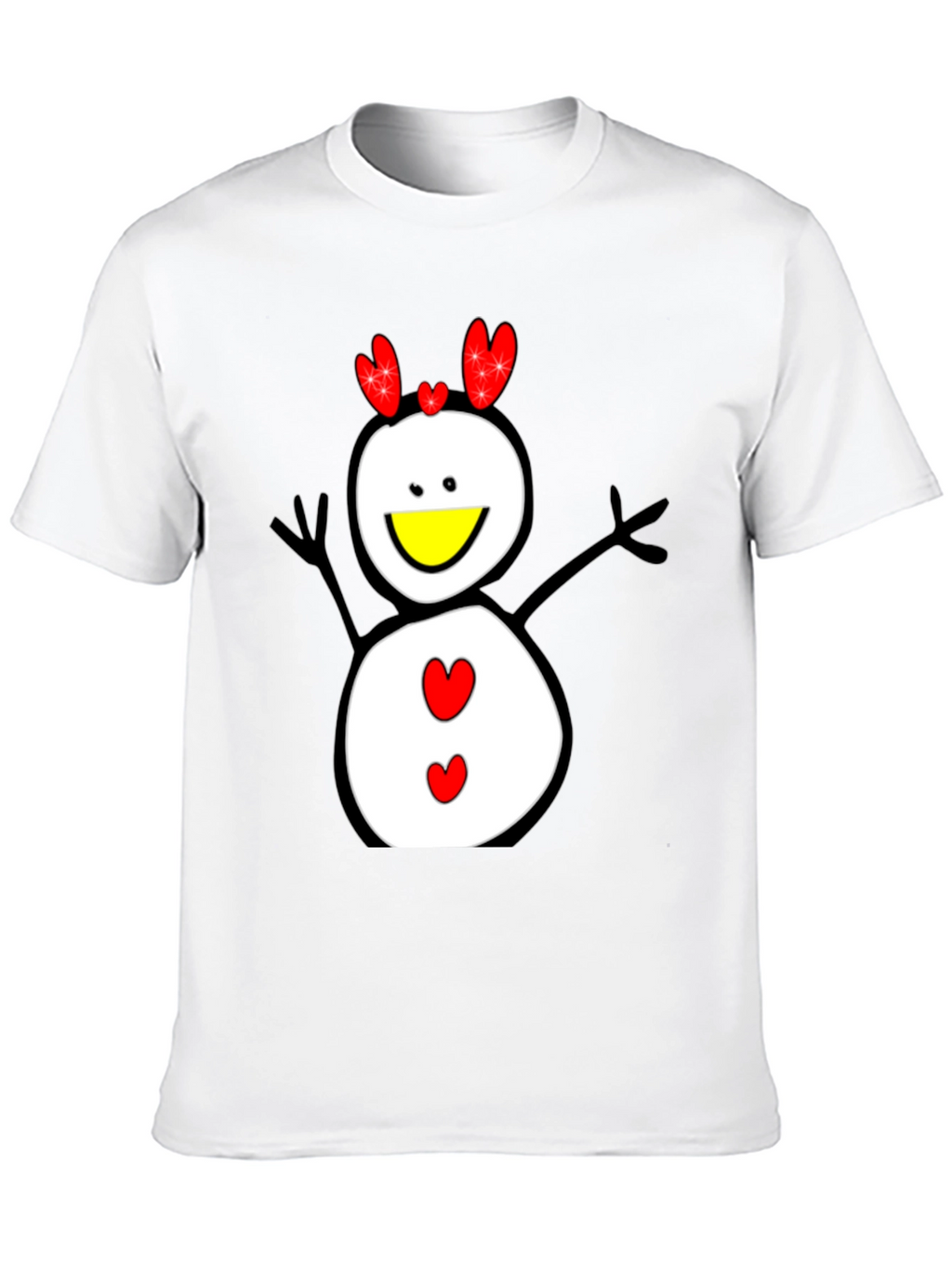 Snowman Graphic Tee - Black Cotton Shirt