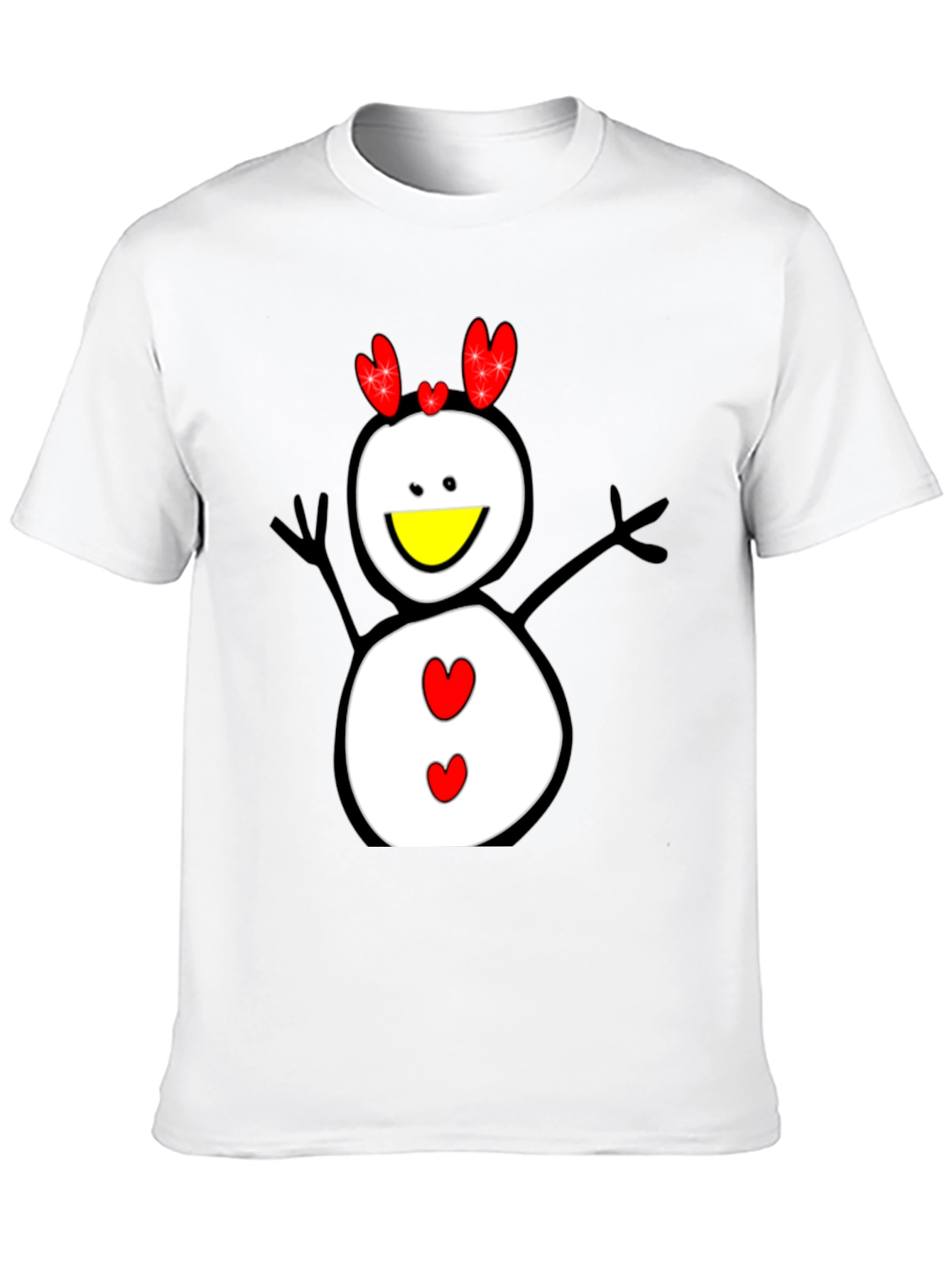 Snowman Graphic Tee - Black Cotton Shirt