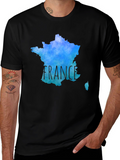 France Map T-Shirt - Mens Black Tee