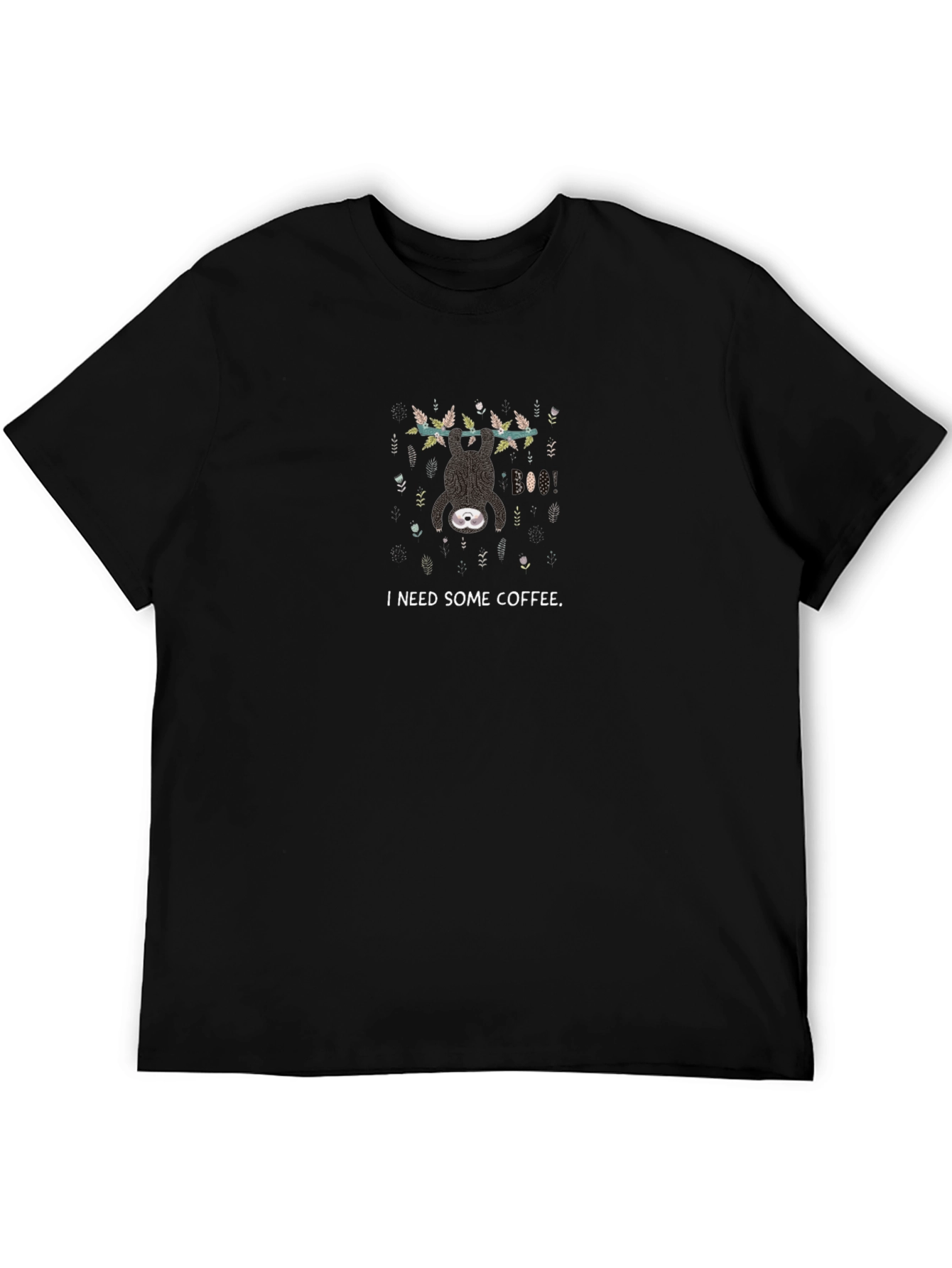 I Need Coffee Sloth Graphic T-Shirt - Unisex Black Tee