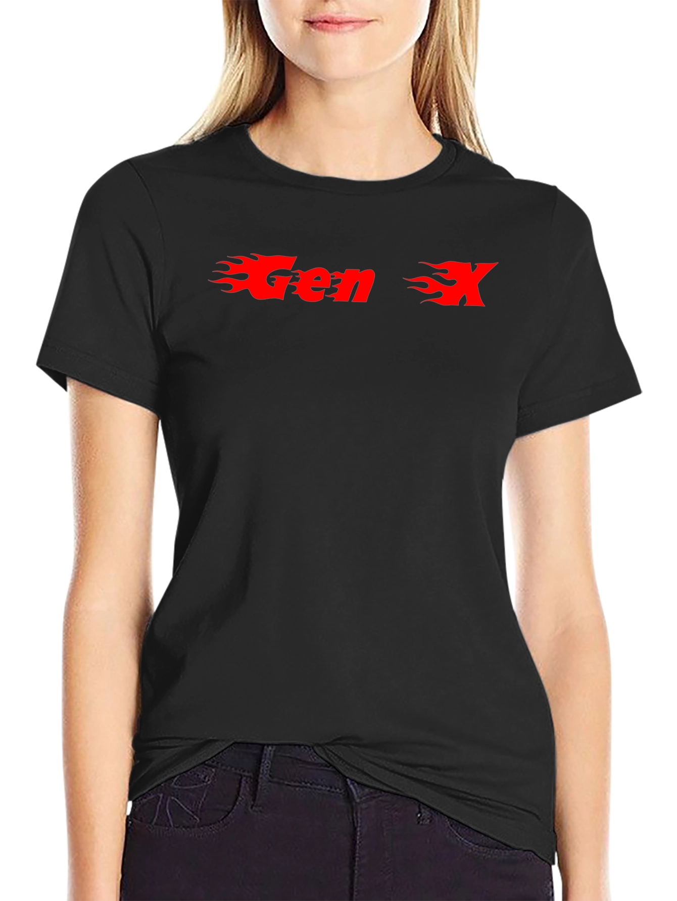 Gen X Flame Graphic T-Shirt - Black
