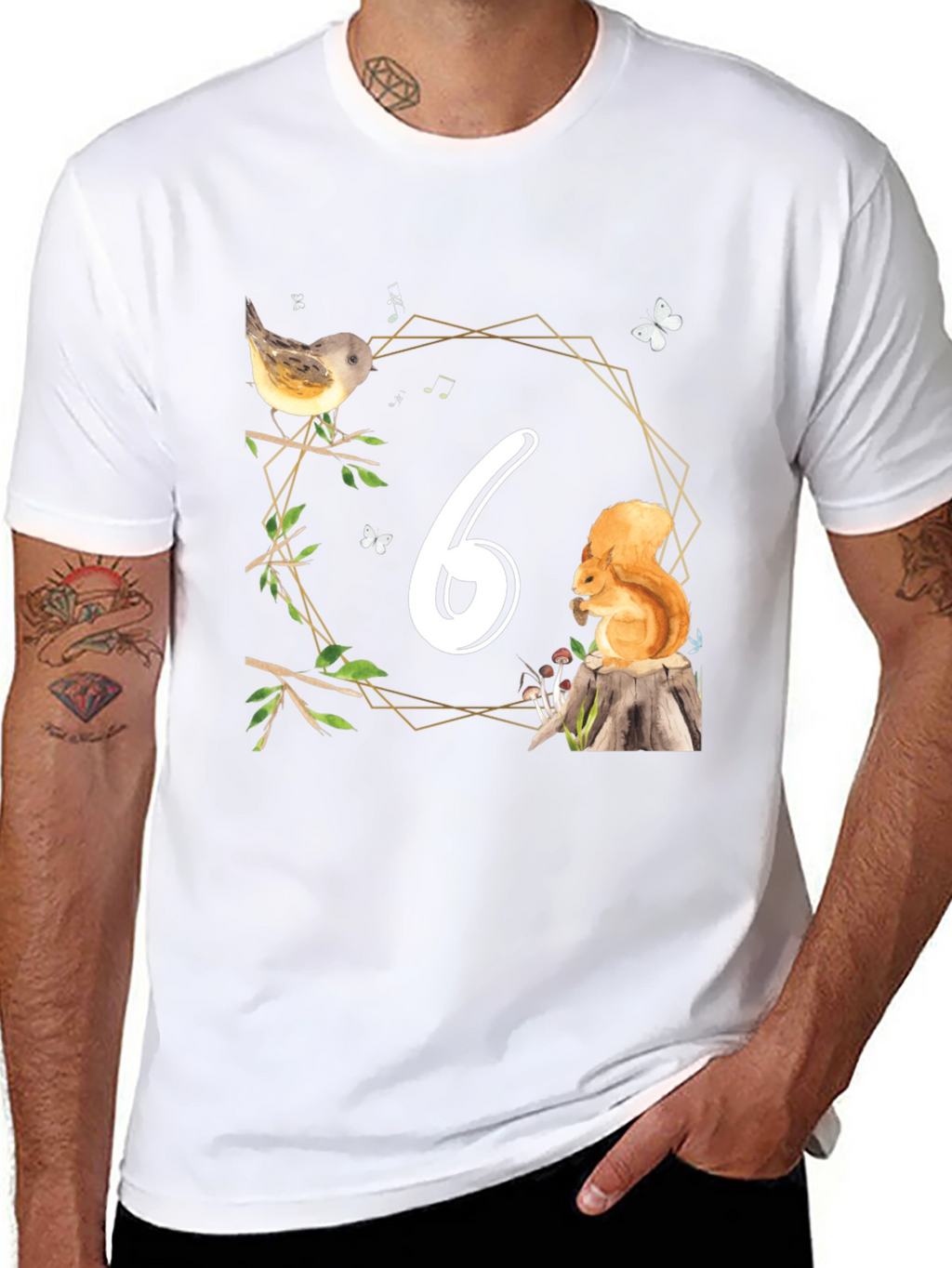 Sixth Birthday Woodland Animals T-Shirt