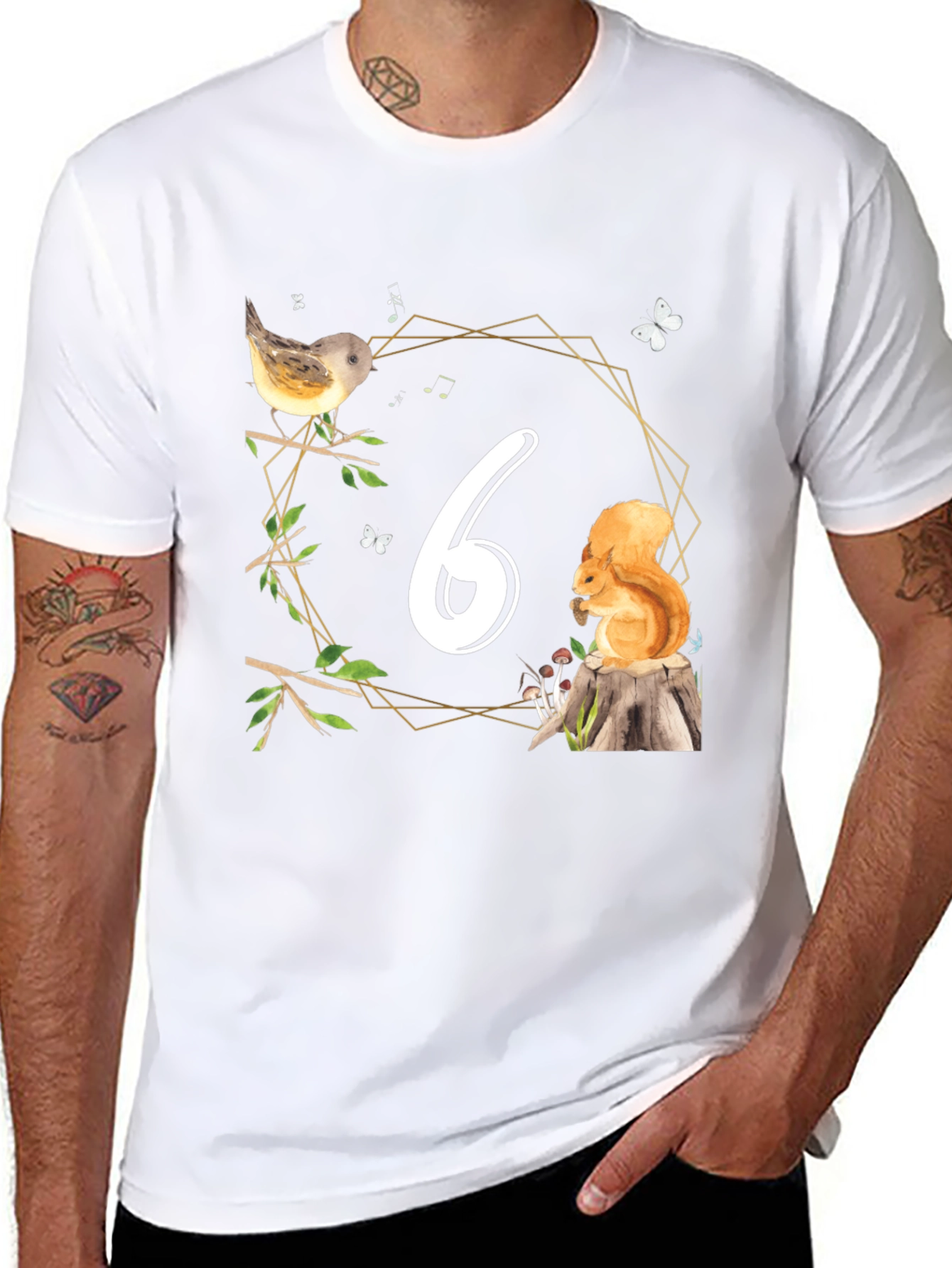 Sixth Birthday Woodland Animals T-Shirt