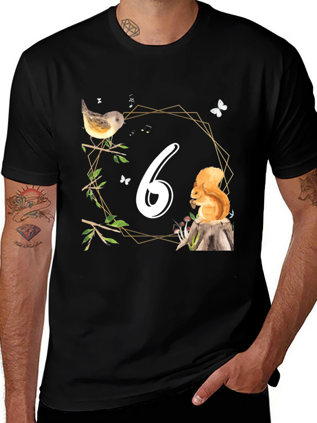 Sixth Birthday Woodland Animals T-Shirt