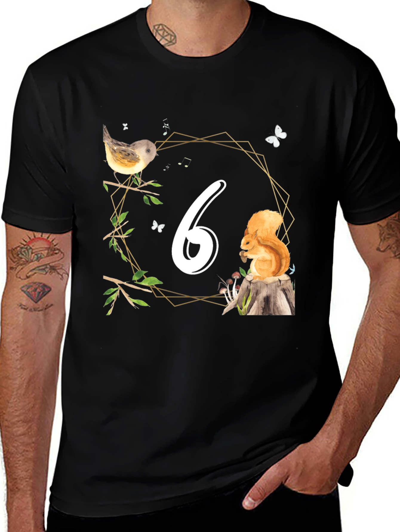 Sixth Birthday Woodland Animals T-Shirt