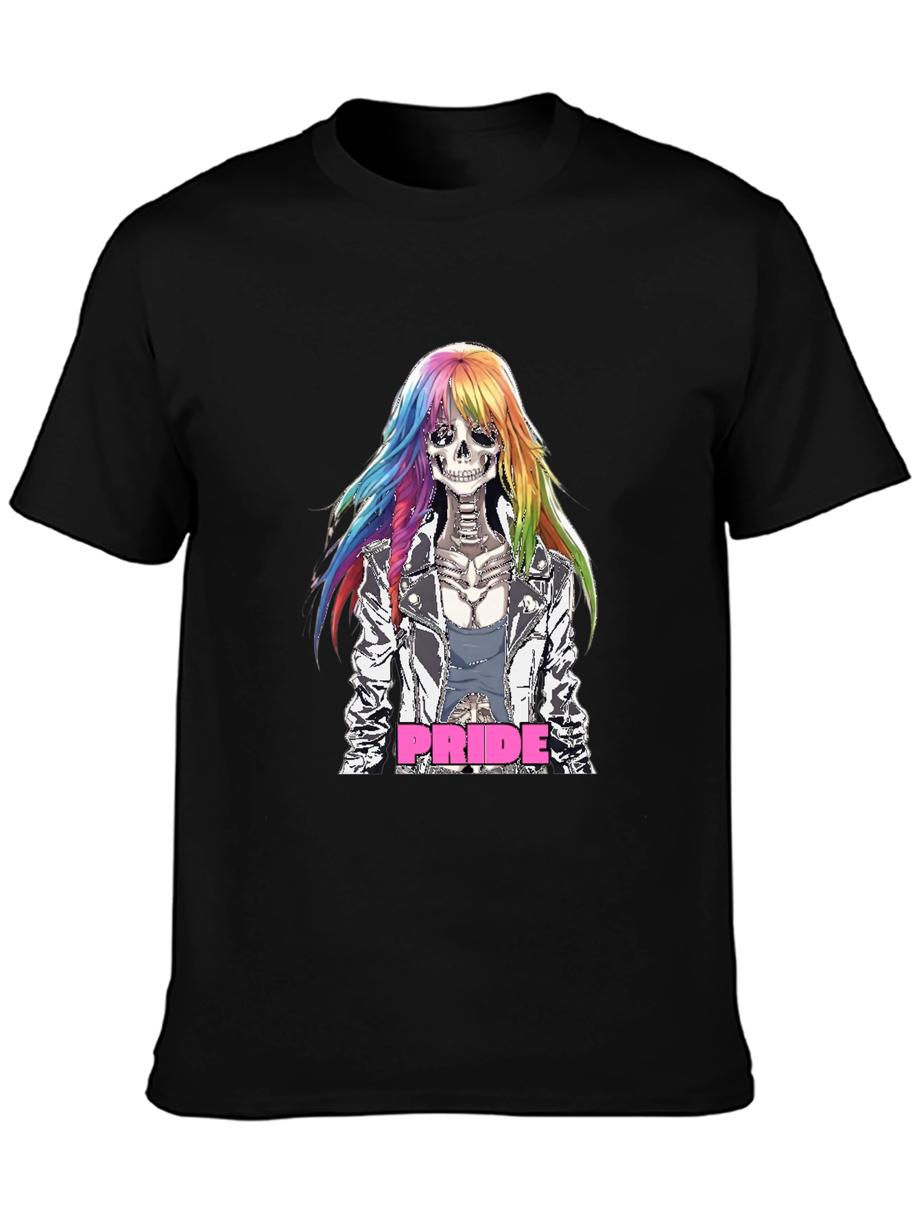 Pride Skeleton T-Shirt - Rainbow Hair