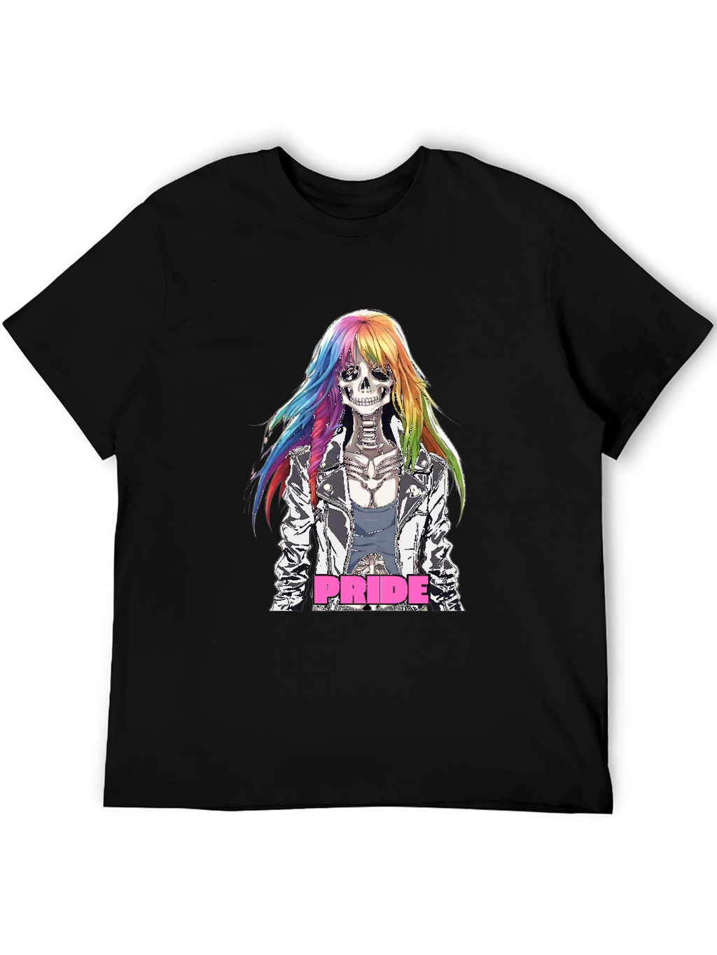 Pride Skeleton T-Shirt - Rainbow Hair