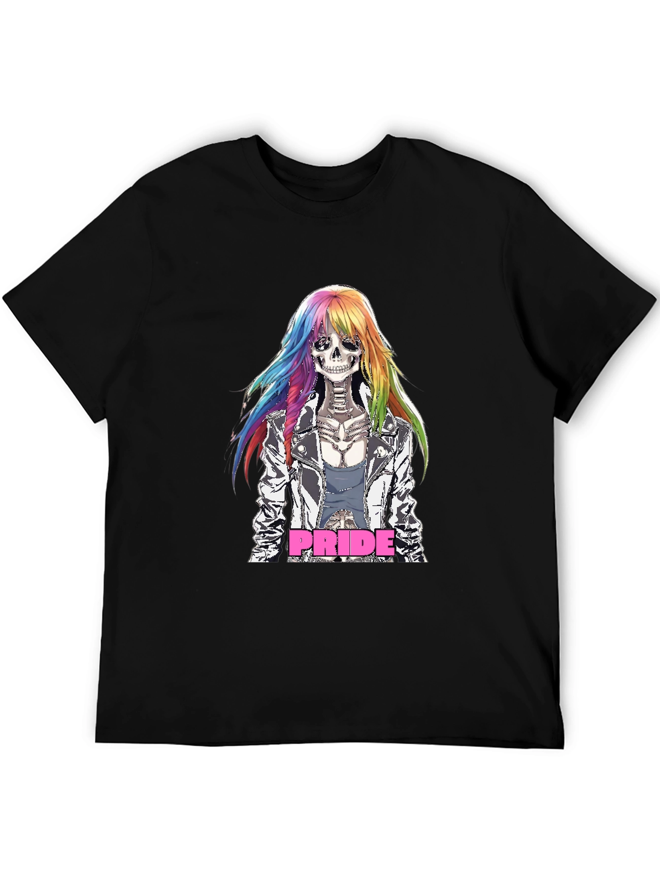 Pride Skeleton T-Shirt - Rainbow Hair