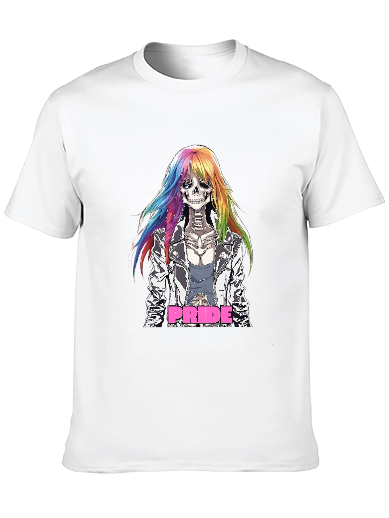 Pride Skeleton T-Shirt - Rainbow Hair
