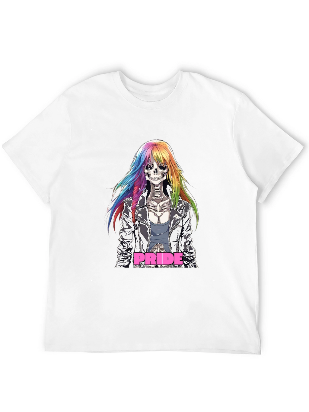 Pride Skeleton T-Shirt - Rainbow Hair