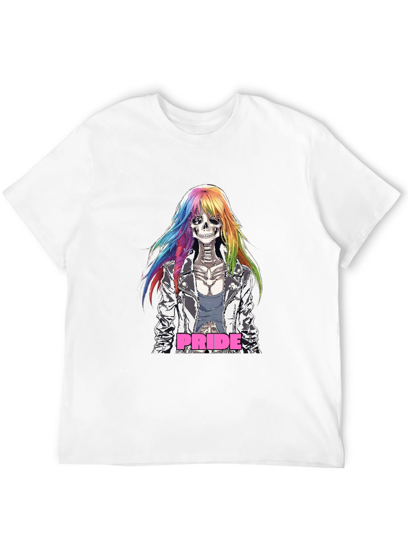 Pride Skeleton T-Shirt - Rainbow Hair