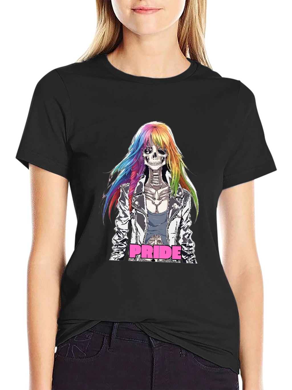 Pride Skeleton T-Shirt - Rainbow Hair