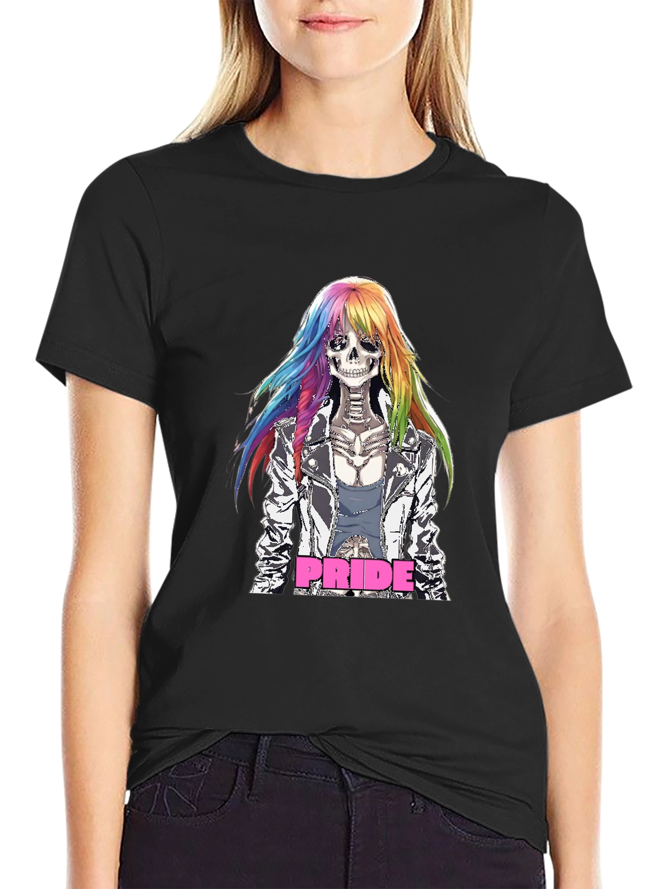 Pride Skeleton T-Shirt - Rainbow Hair