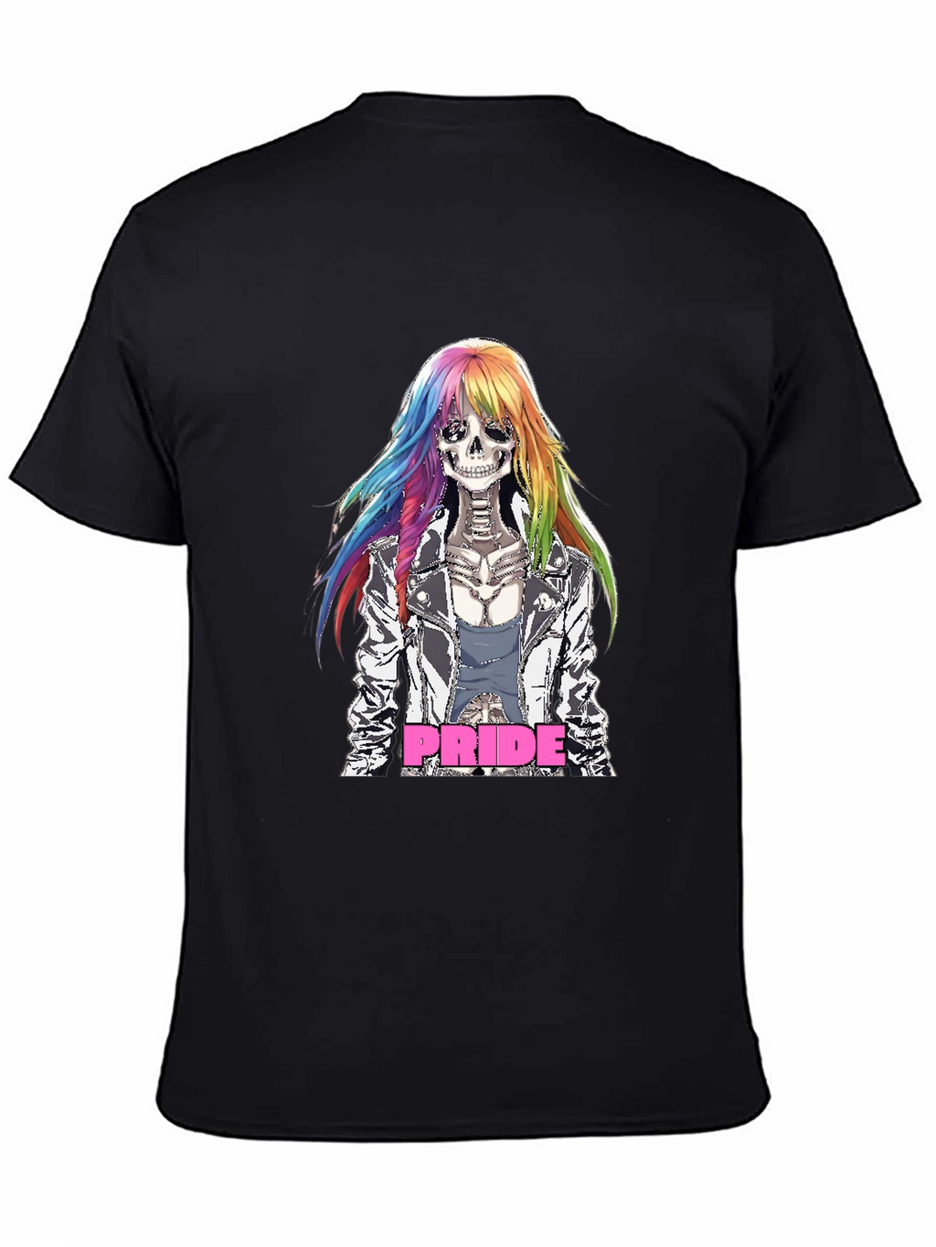 Pride Skeleton T-Shirt - Rainbow Hair
