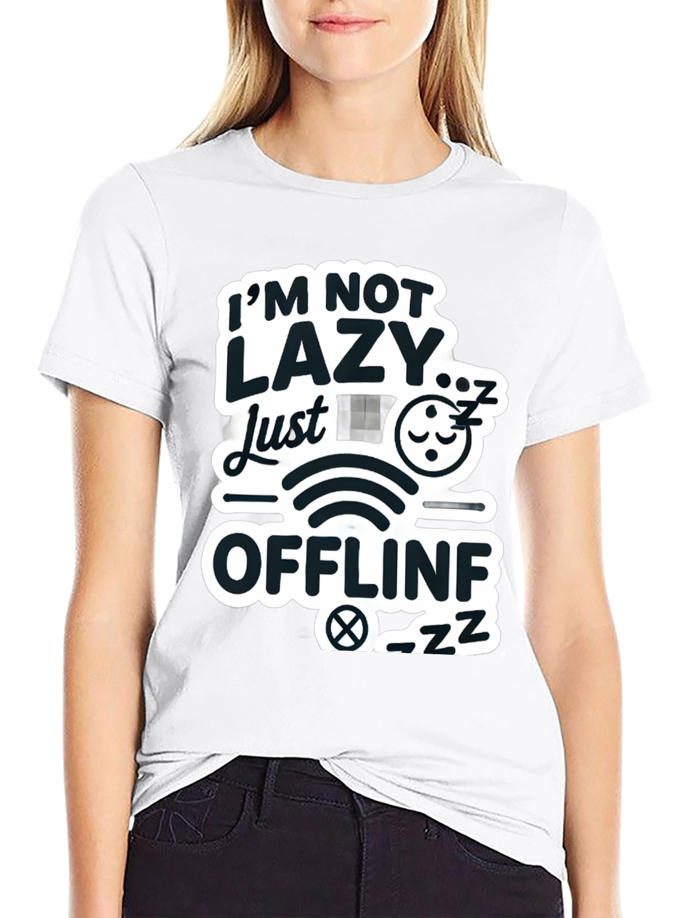 Im Not Lazy Just Offline Black T-Shirt