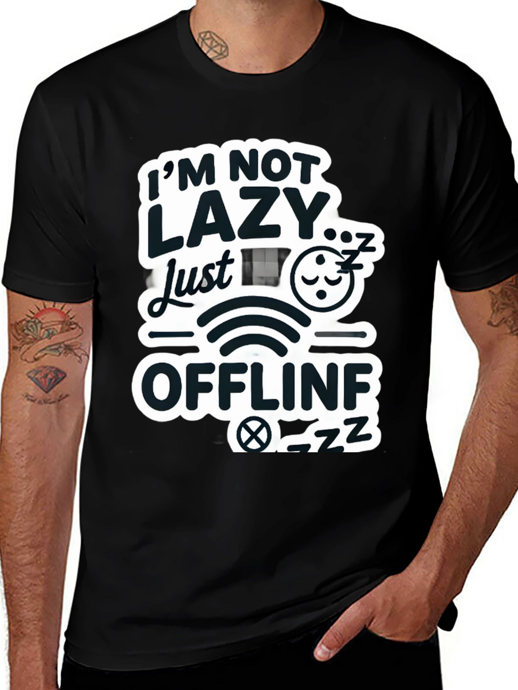 Im Not Lazy Just Offline Black T-Shirt