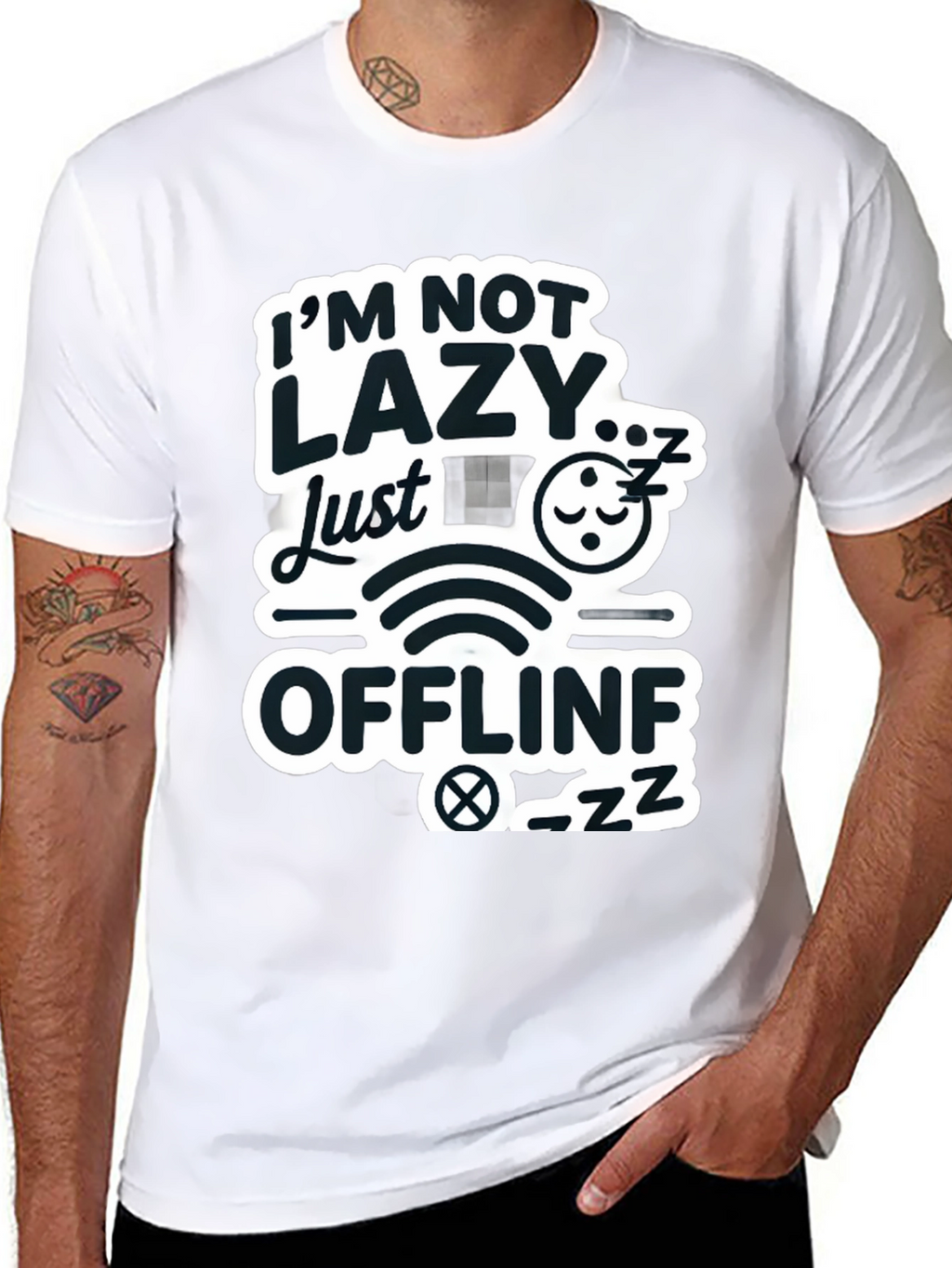 Im Not Lazy Just Offline Black T-Shirt