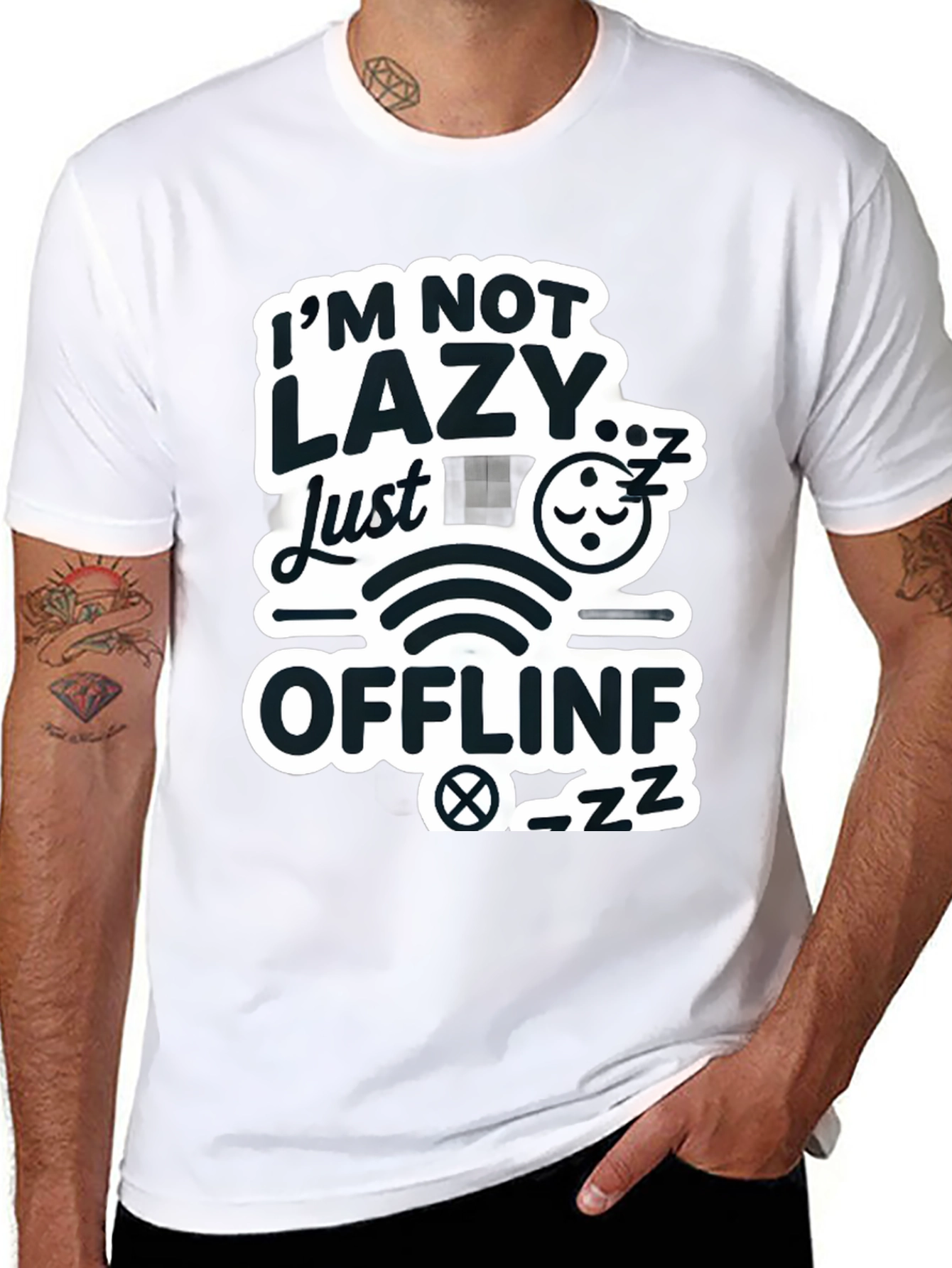 Im Not Lazy Just Offline Black T-Shirt
