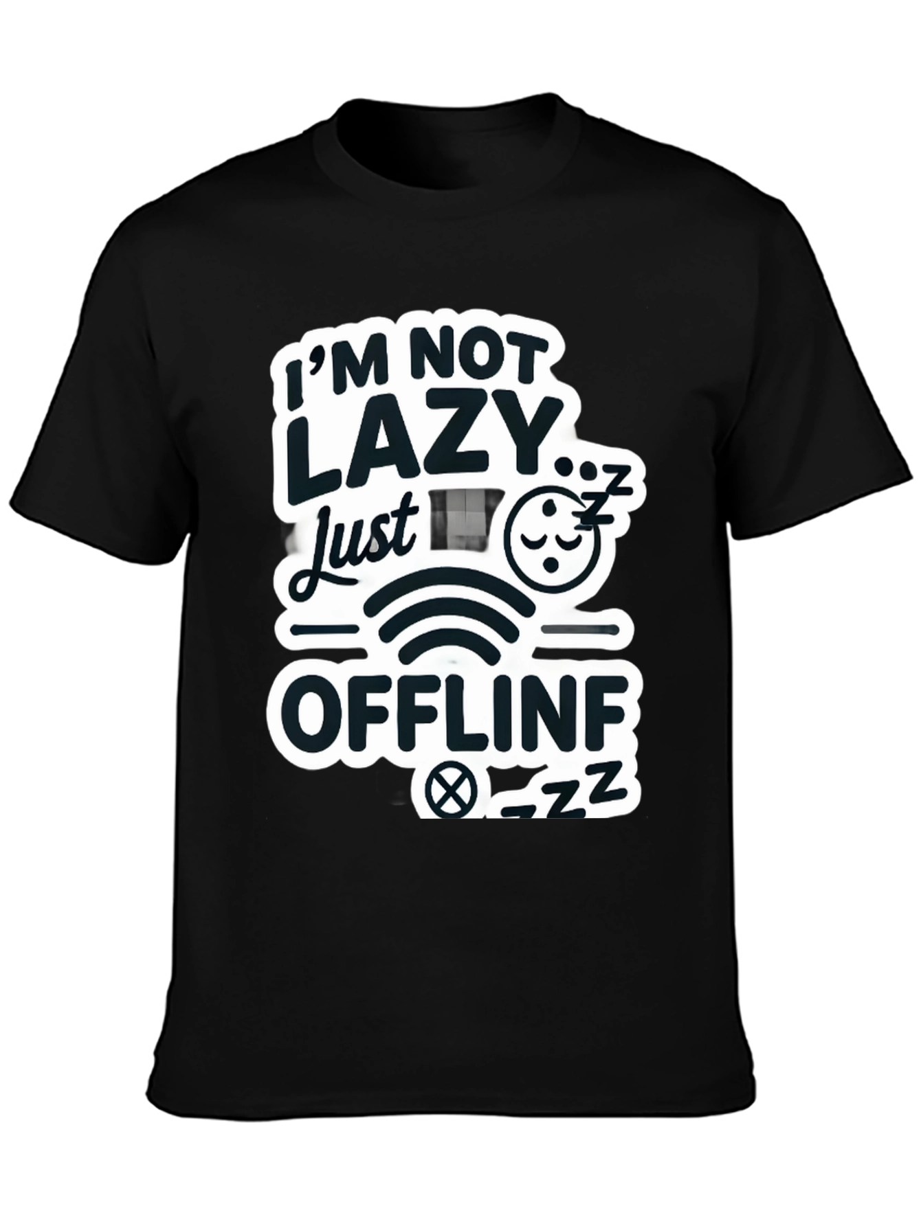 Im Not Lazy Just Offline Black T-Shirt