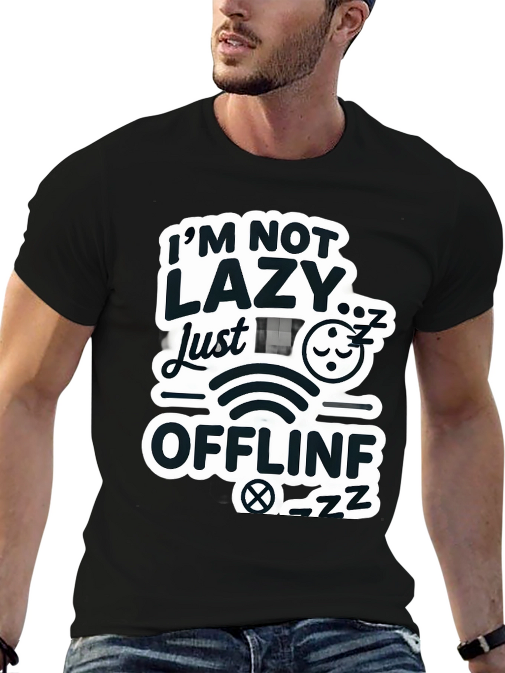 Im Not Lazy Just Offline Black T-Shirt