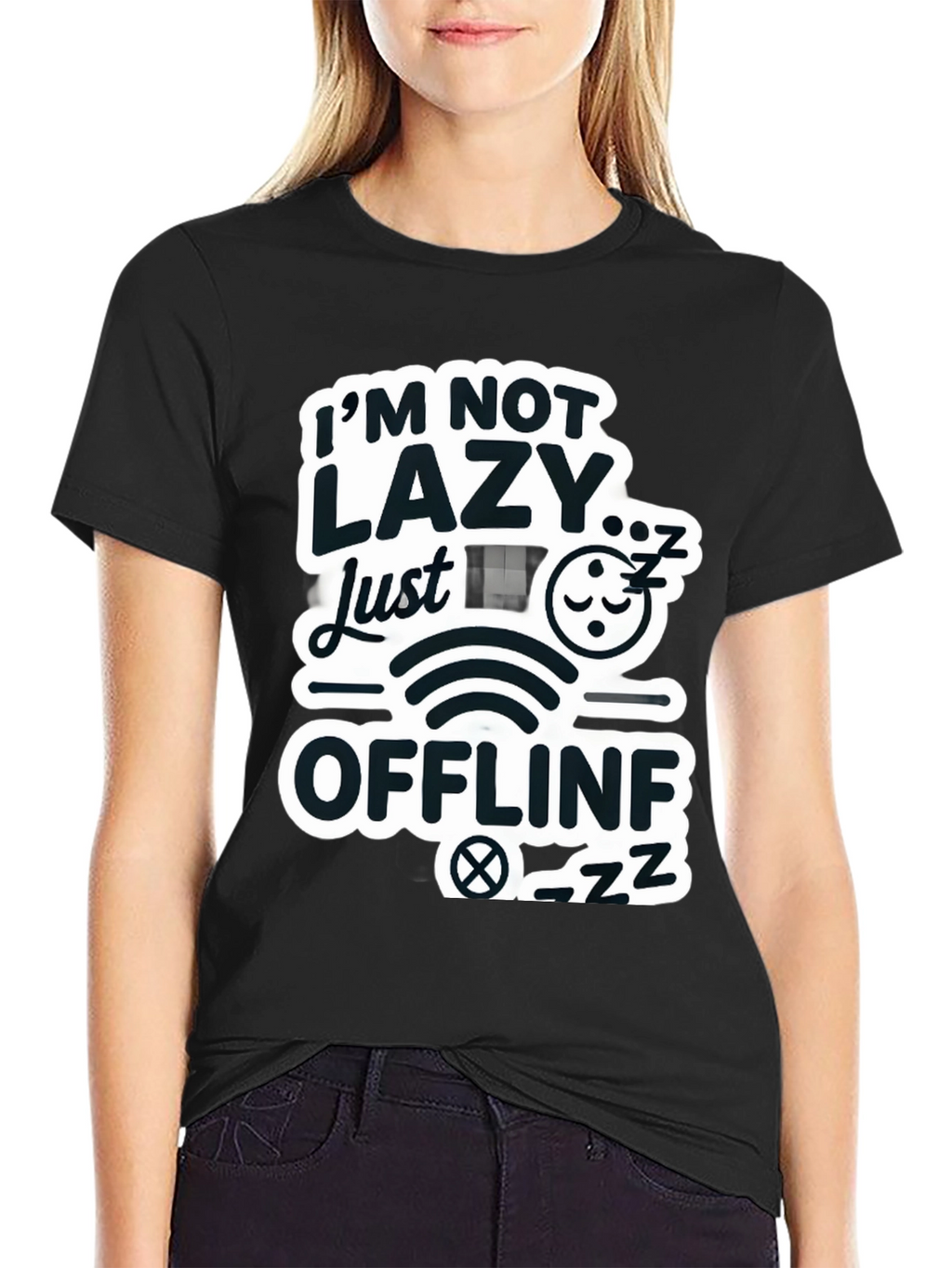 Im Not Lazy Just Offline Black T-Shirt