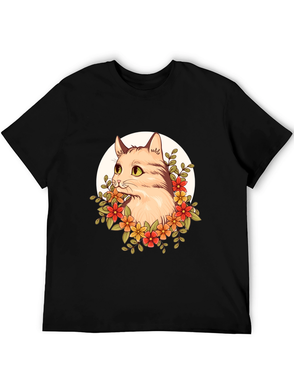 Floral Cat Graphic T-Shirt - Unique Design