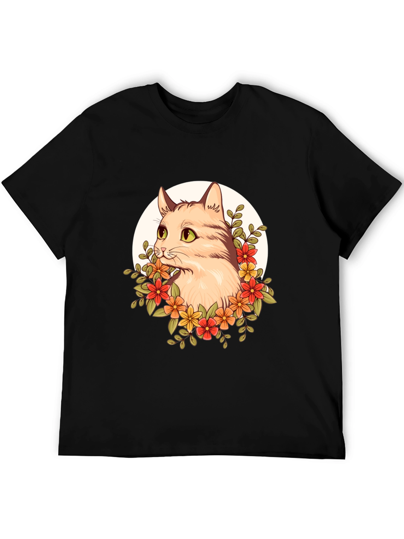 Floral Cat Graphic T-Shirt - Unique Design
