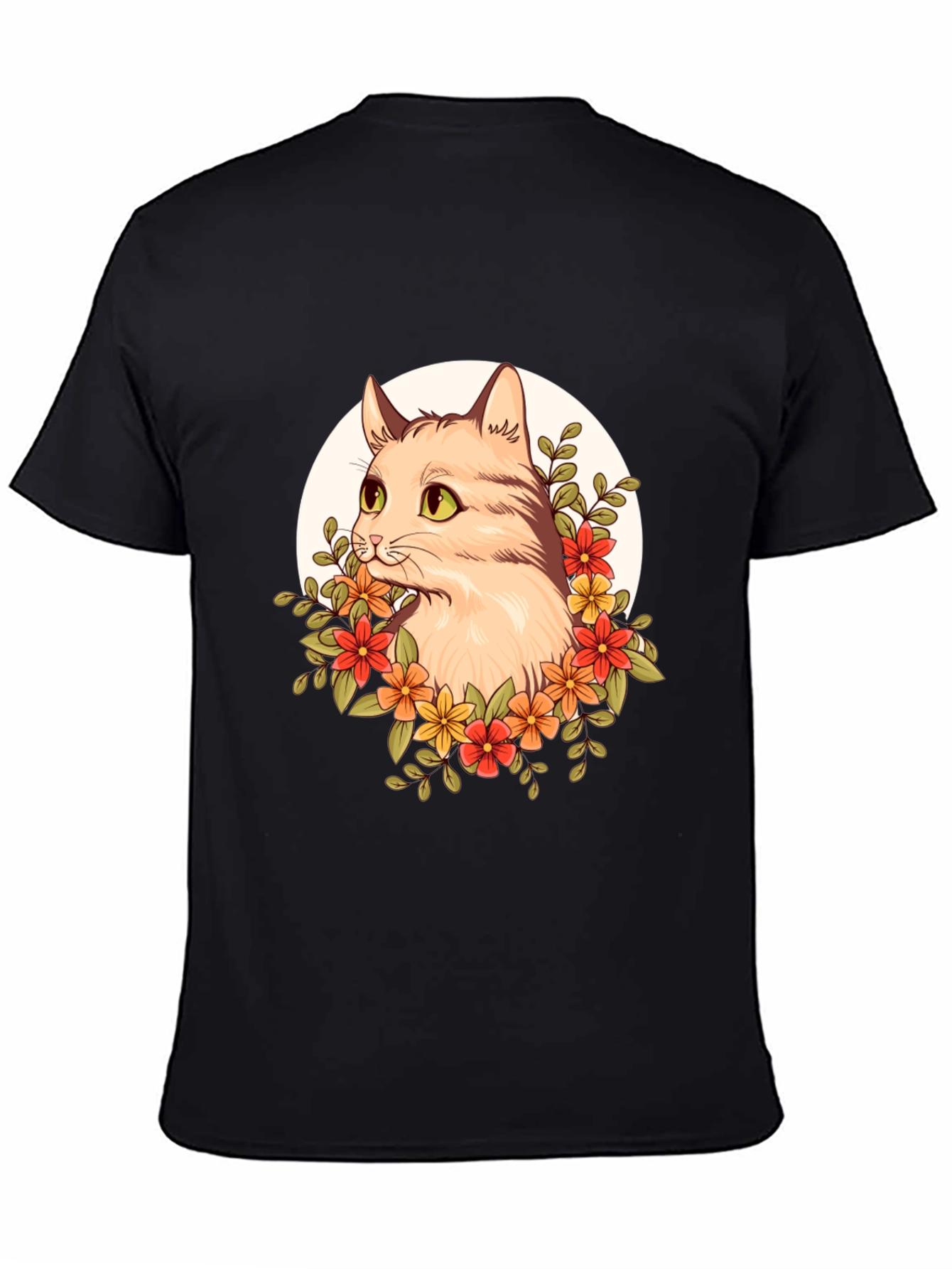 Floral Cat Graphic T-Shirt - Unique Design