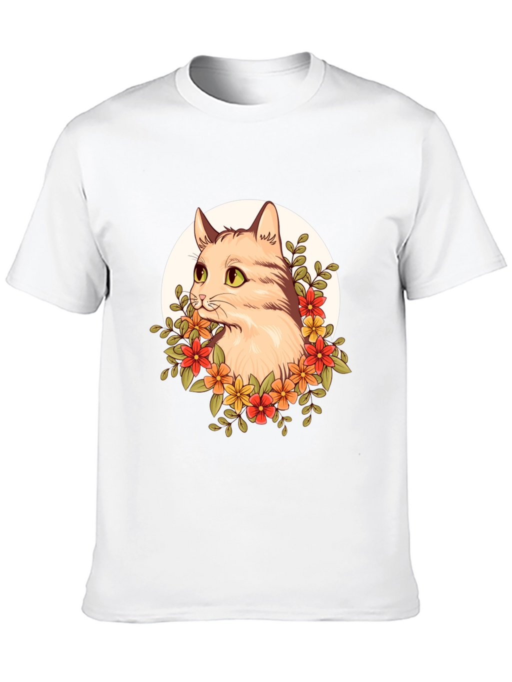 Floral Cat Graphic T-Shirt - Unique Design