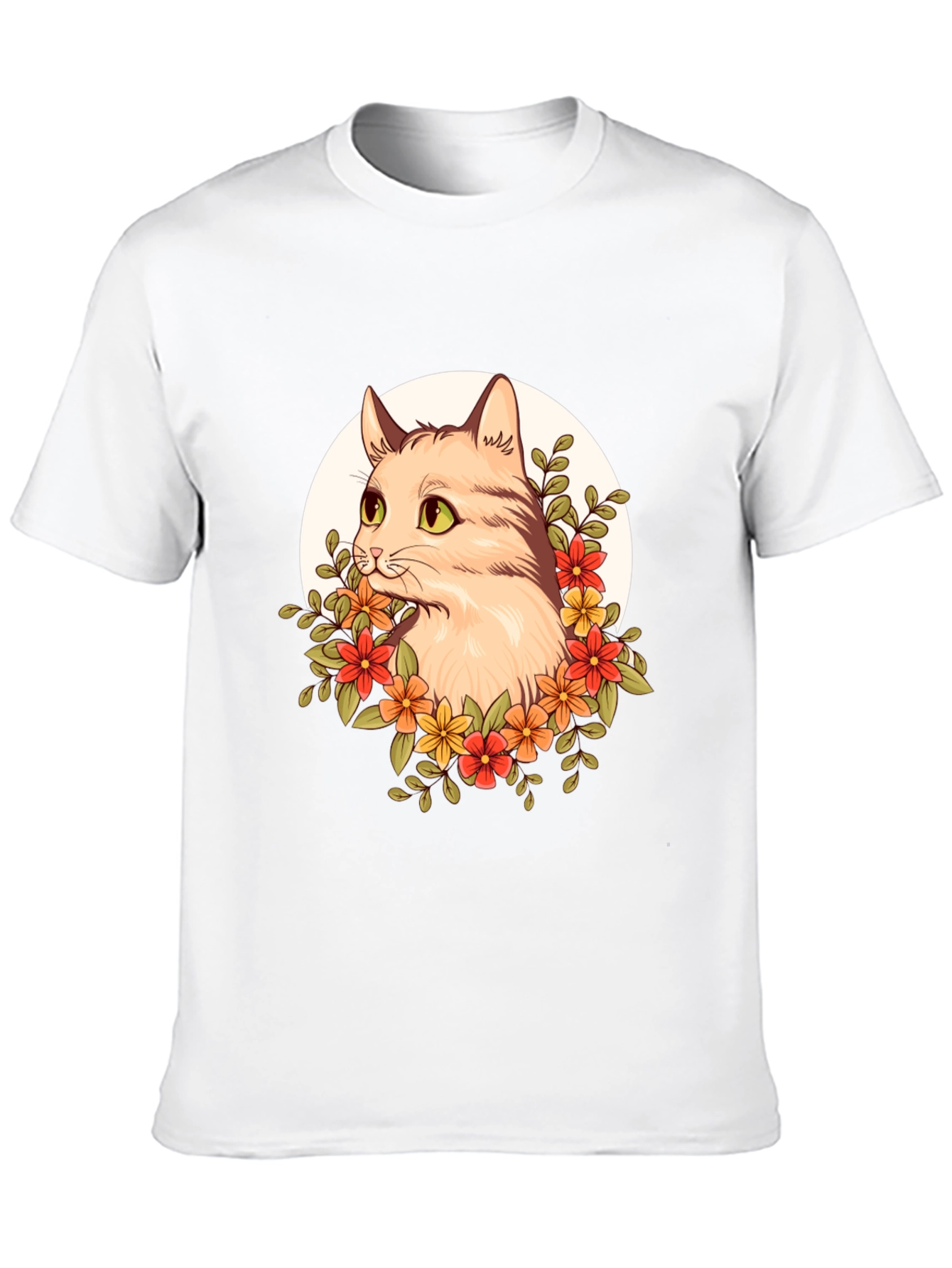 Floral Cat Graphic T-Shirt - Unique Design