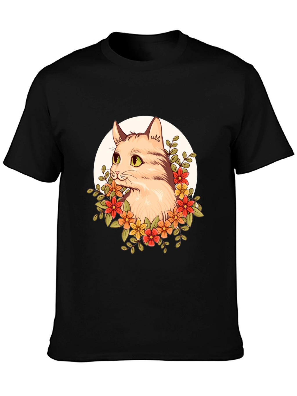 Floral Cat Graphic T-Shirt - Unique Design