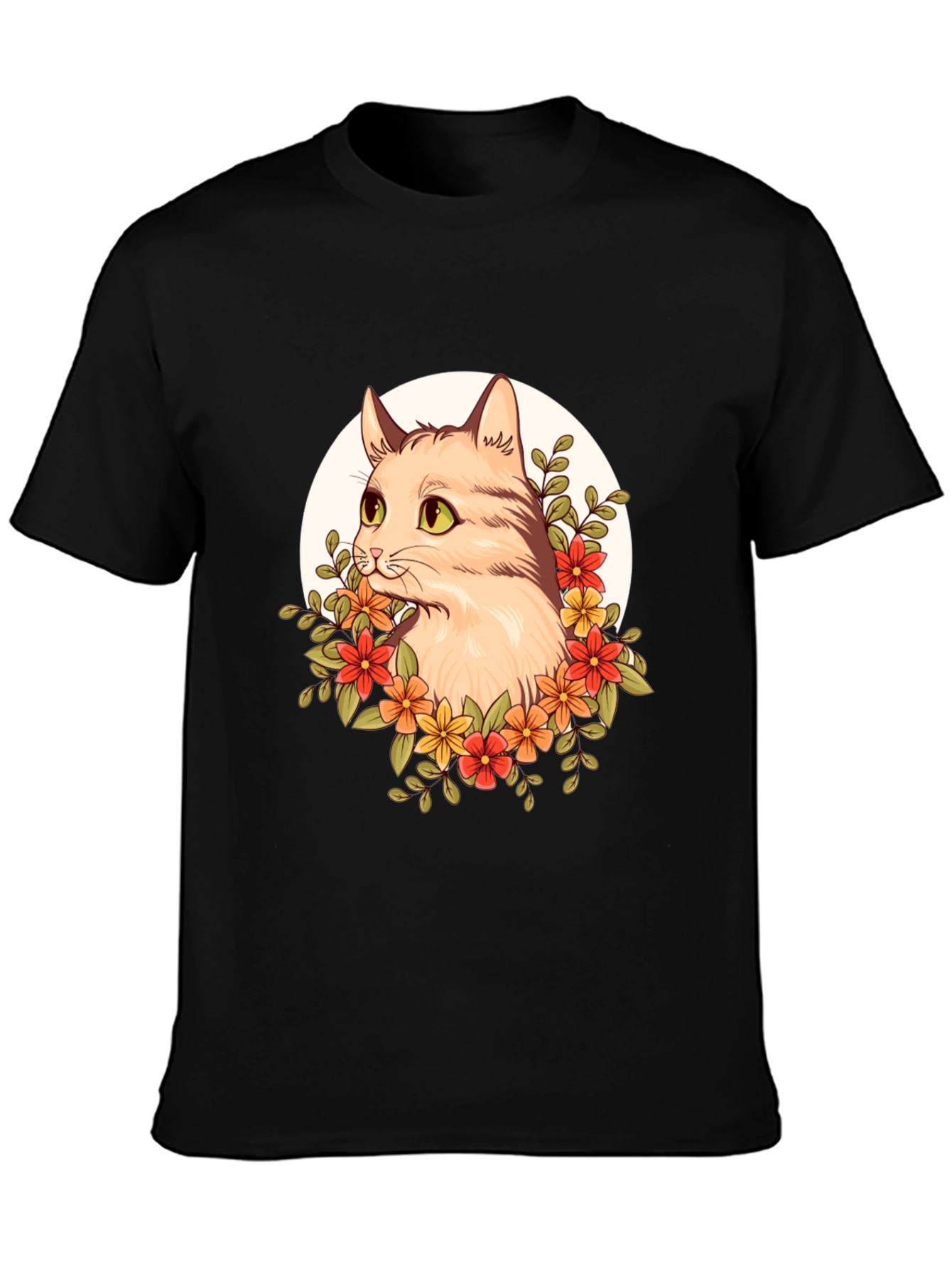Floral Cat Graphic T-Shirt - Unique Design