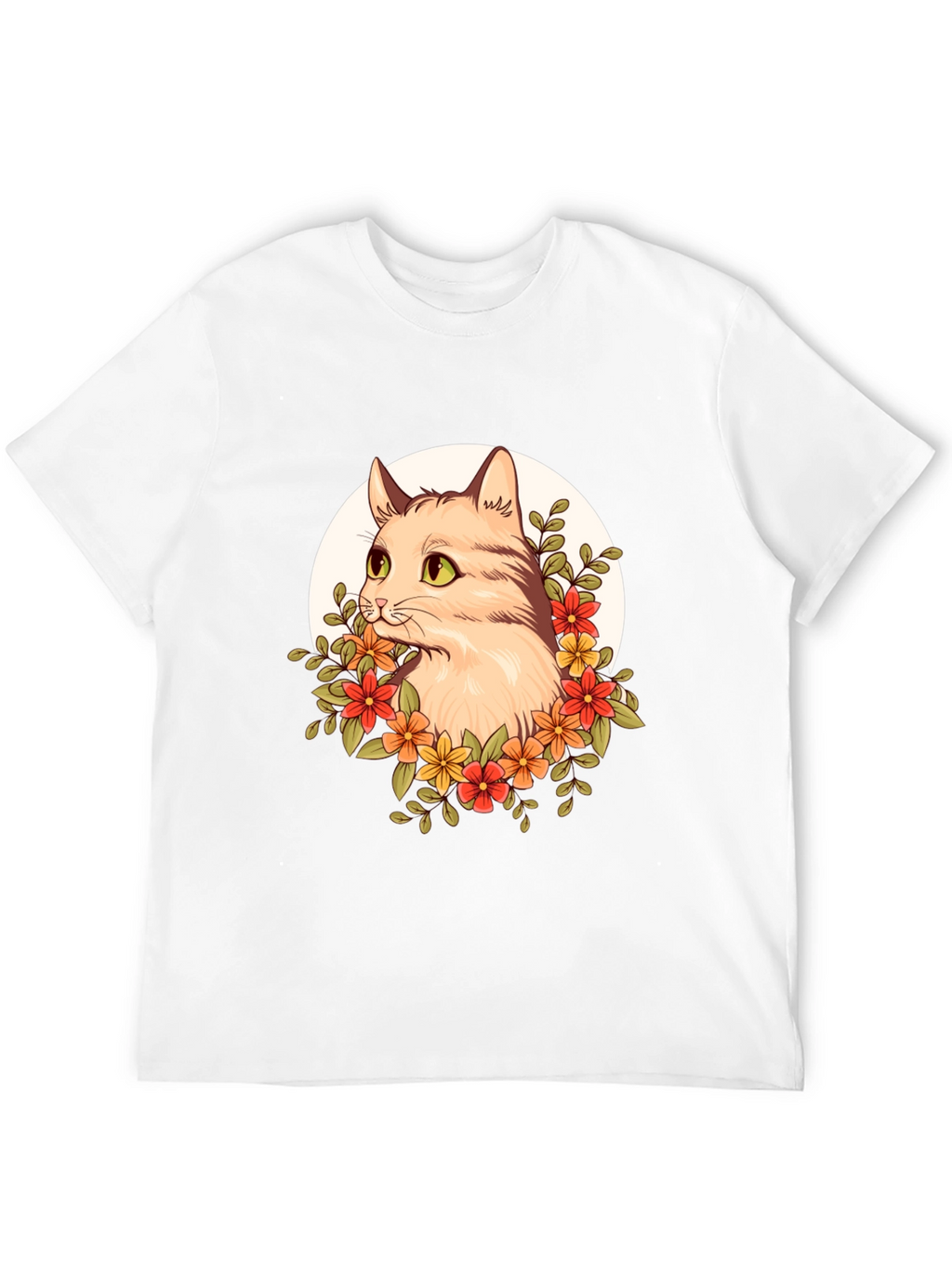 Floral Cat Graphic T-Shirt - Unique Design