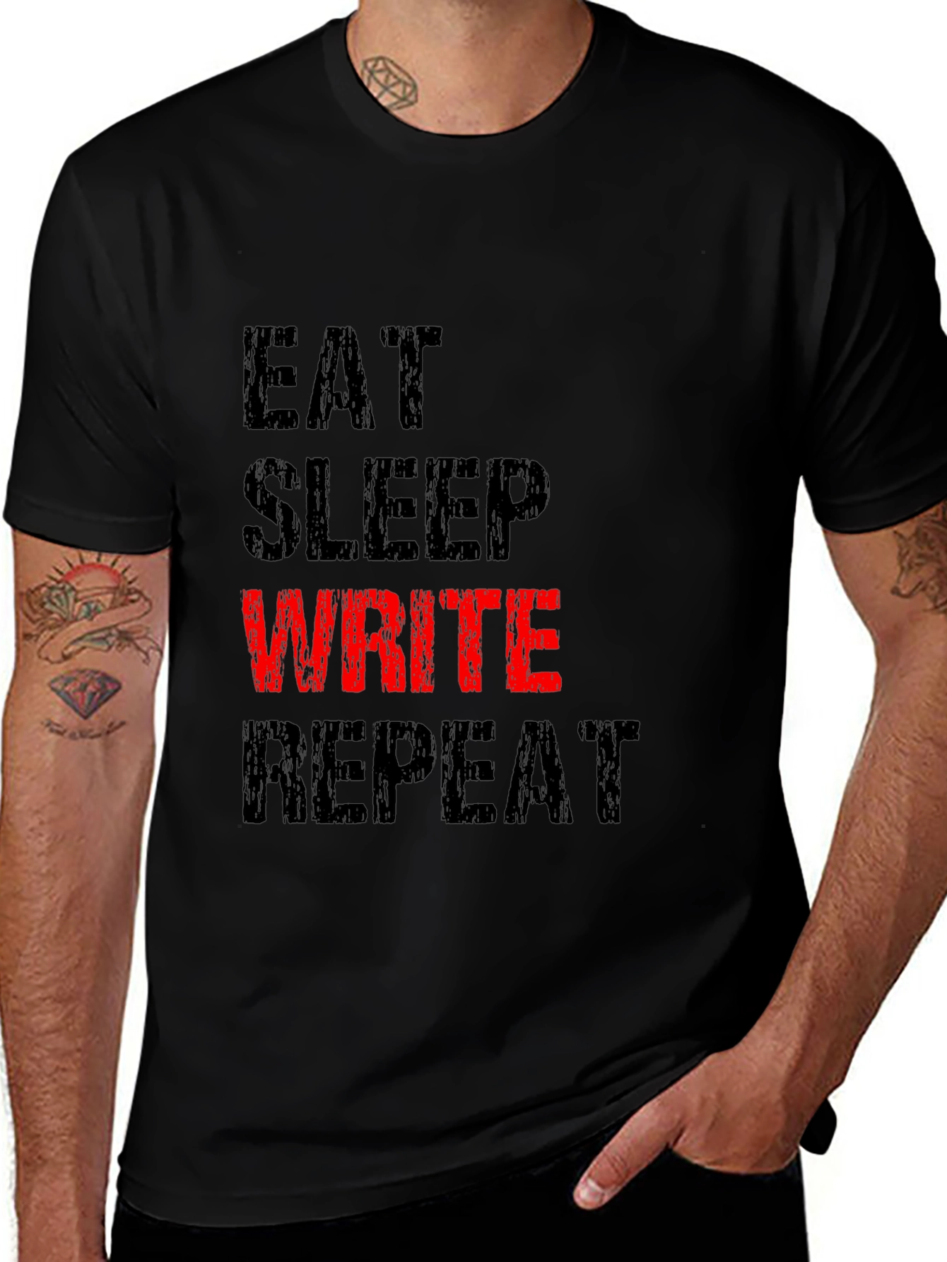 Eat Sleep Write Repeat T-Shirt - Black