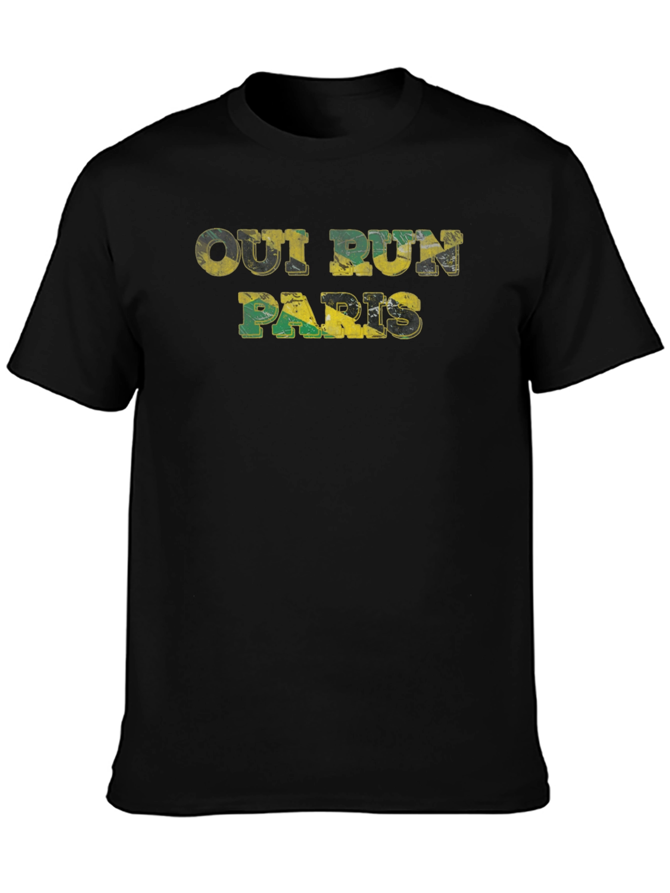 Out Run Paris Black T-Shirt - Jamaica Flag