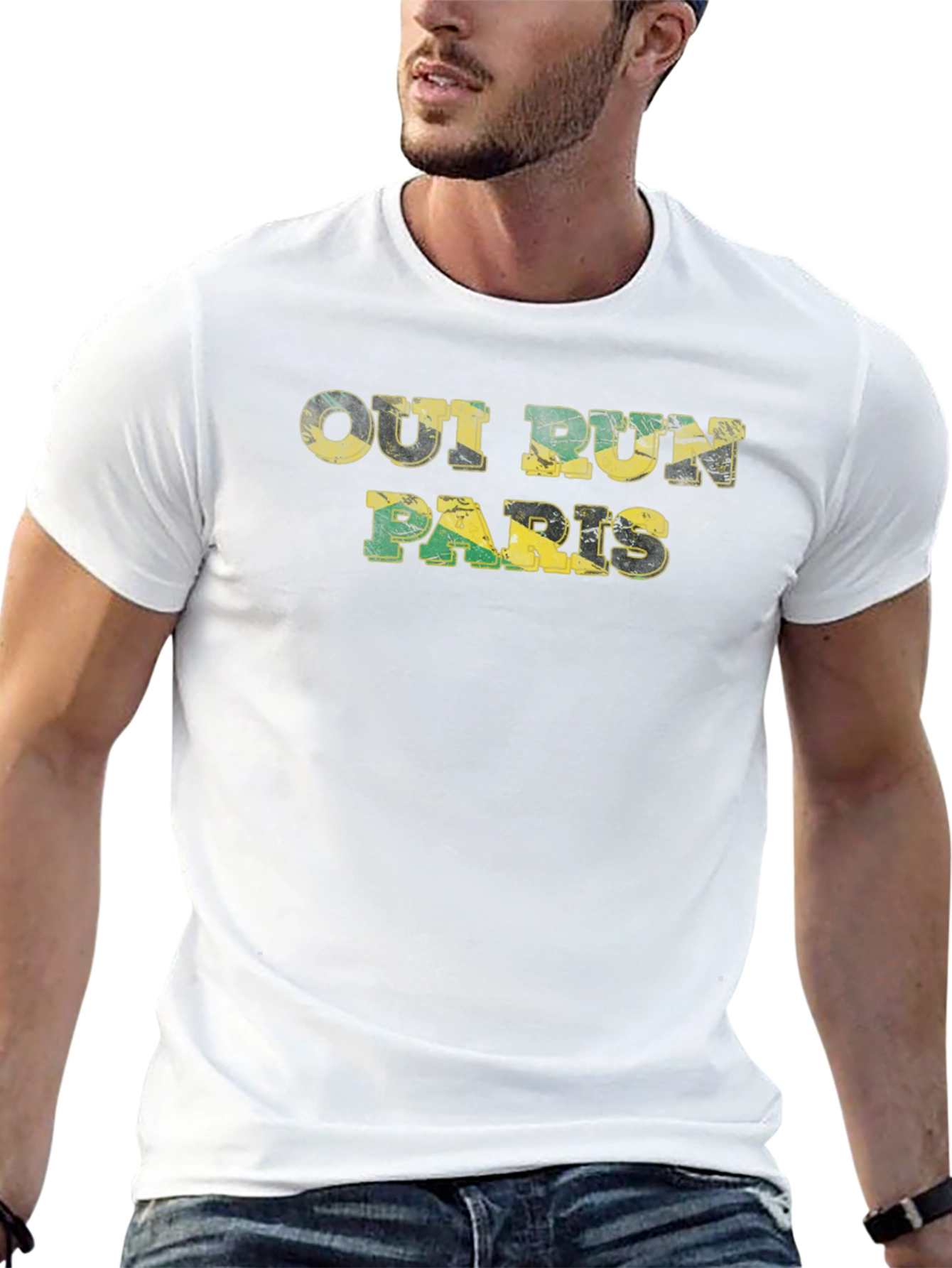 Out Run Paris Black T-Shirt - Jamaica Flag