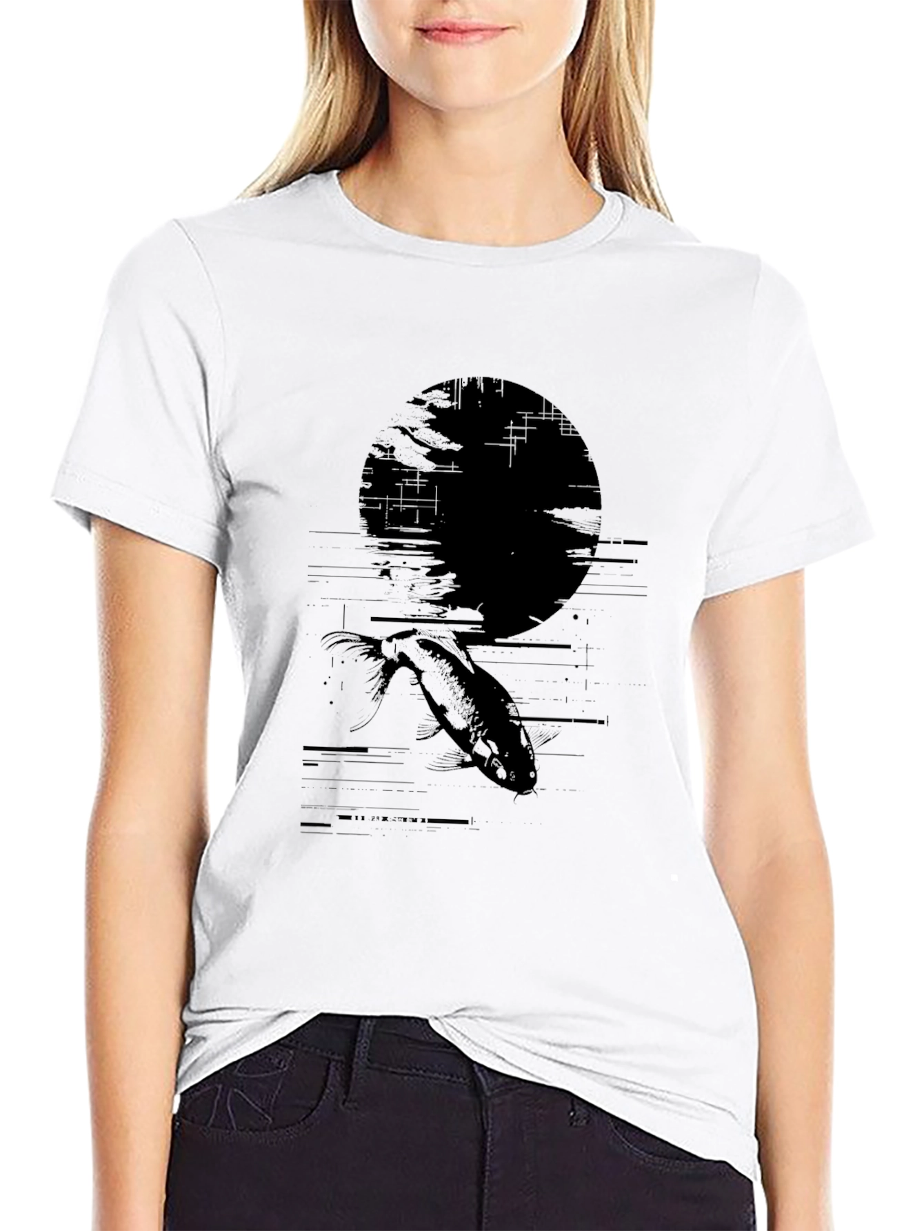 Black Graphic Tee - Fish Silhouette