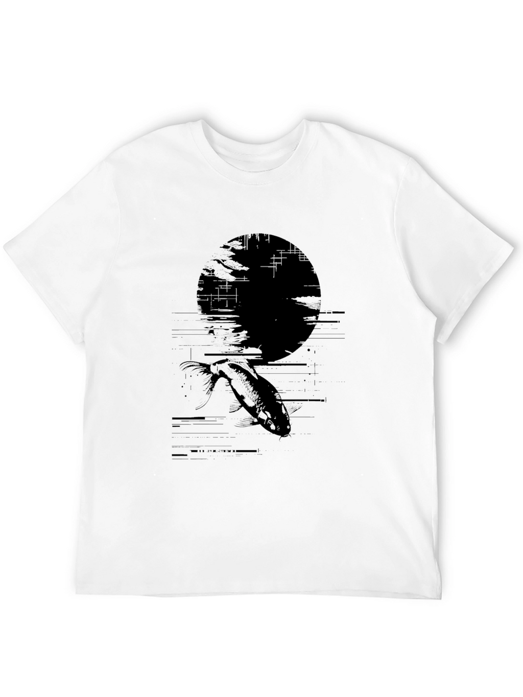 Black Graphic Tee - Fish Silhouette