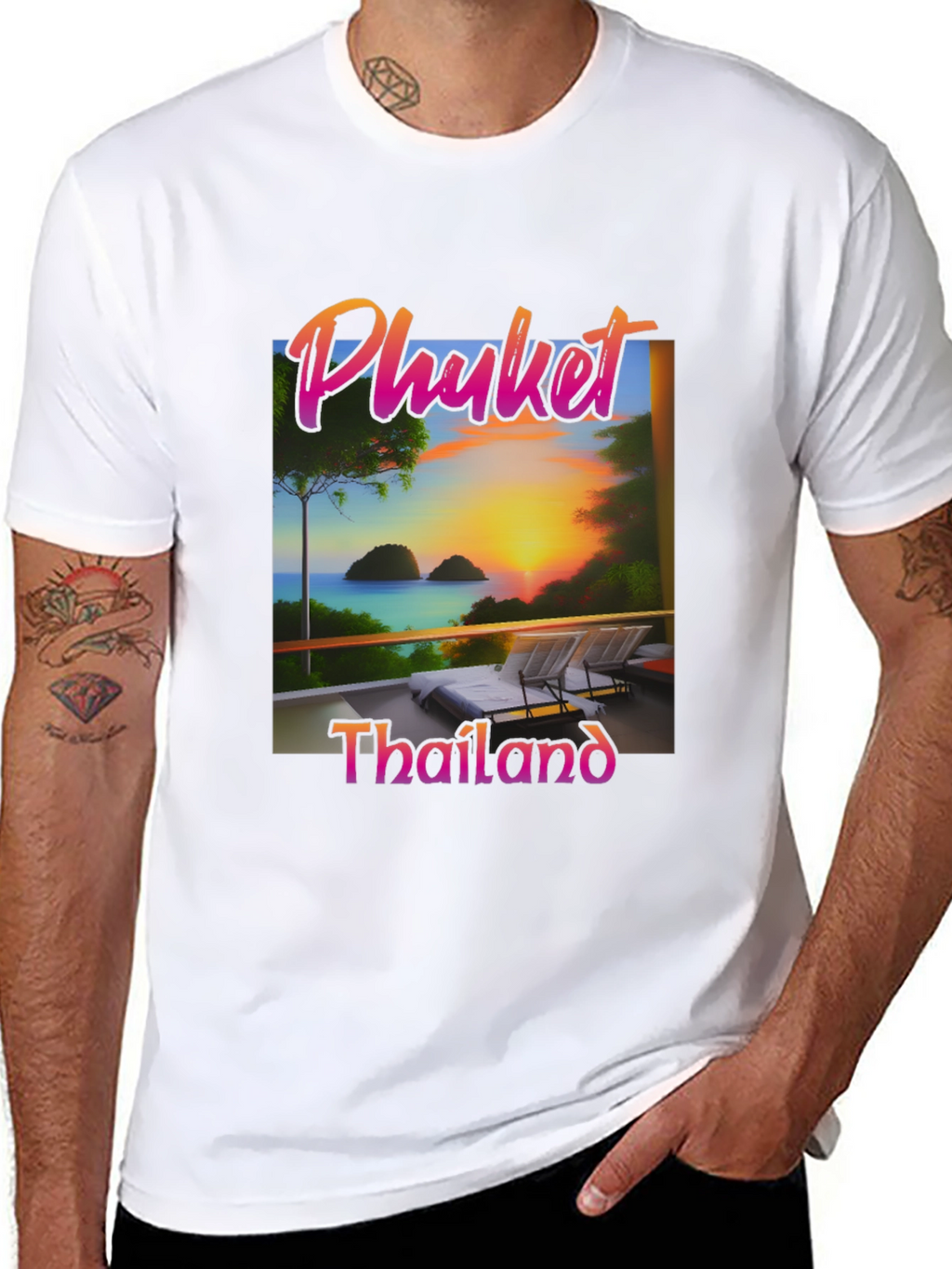 Phuket Thailand T-Shirt Tropical Sunset Design