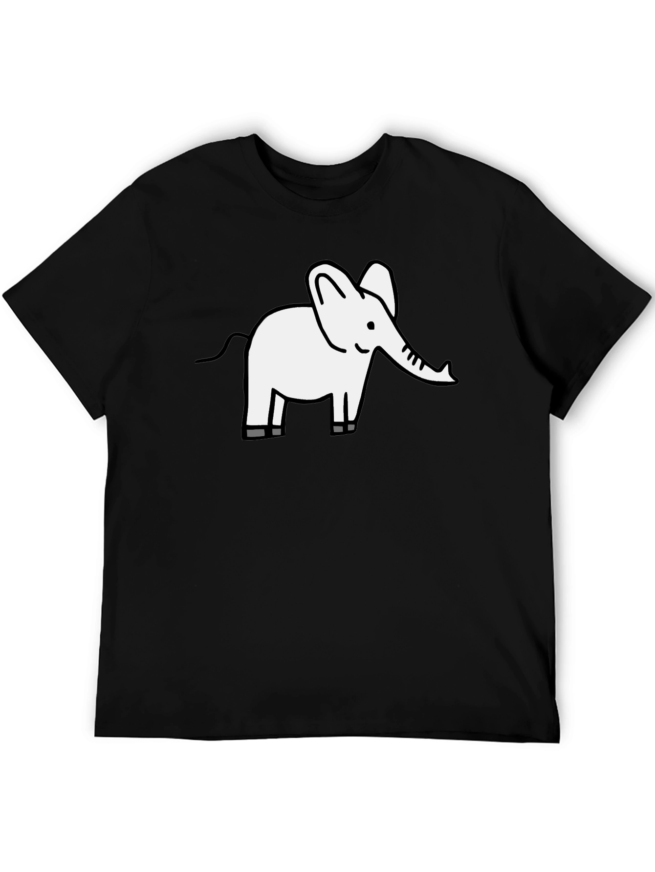 Cute Elephant Graphic Tee - Black Cotton T-Shirt